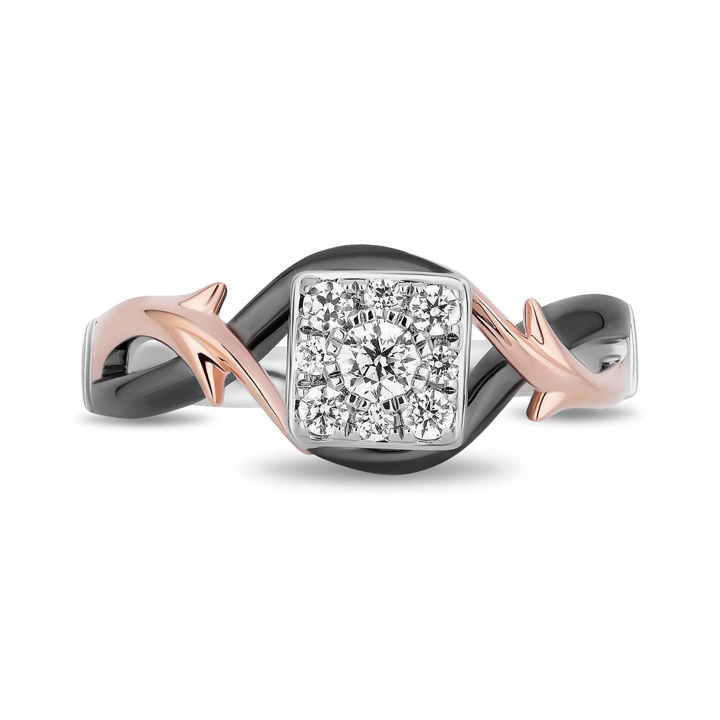 Enchanted Disney Fine Jewelry Black Rhodium Over 14K White Gold and Rose Gold with 1/4 CTTW Diamonds Maleficent Engagement Ring