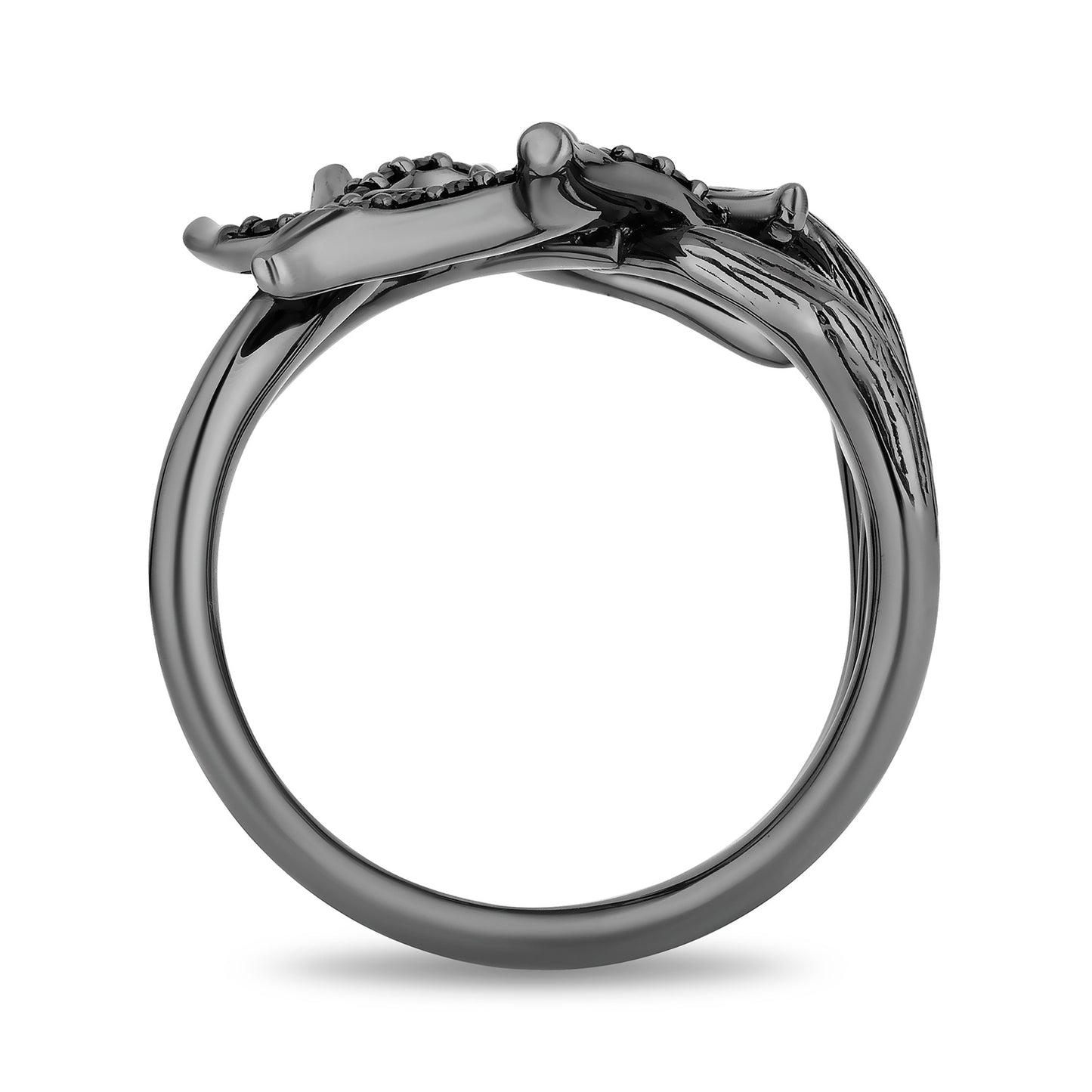 Enchanted Disney Fine Jewelry Black Rhodium Over Sterling Silver with 1/8 CTTW Black Diamonds Evil Queen Dark Woods Ring