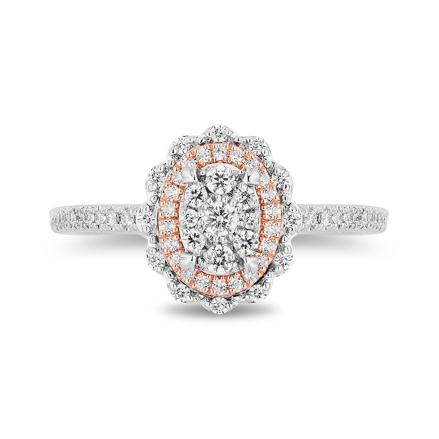 Enchanted Disney Fine Jewelry 14K White Gold and Rose Gold with 1/2 CTTW Diamonds Ariel Engagement Ring
