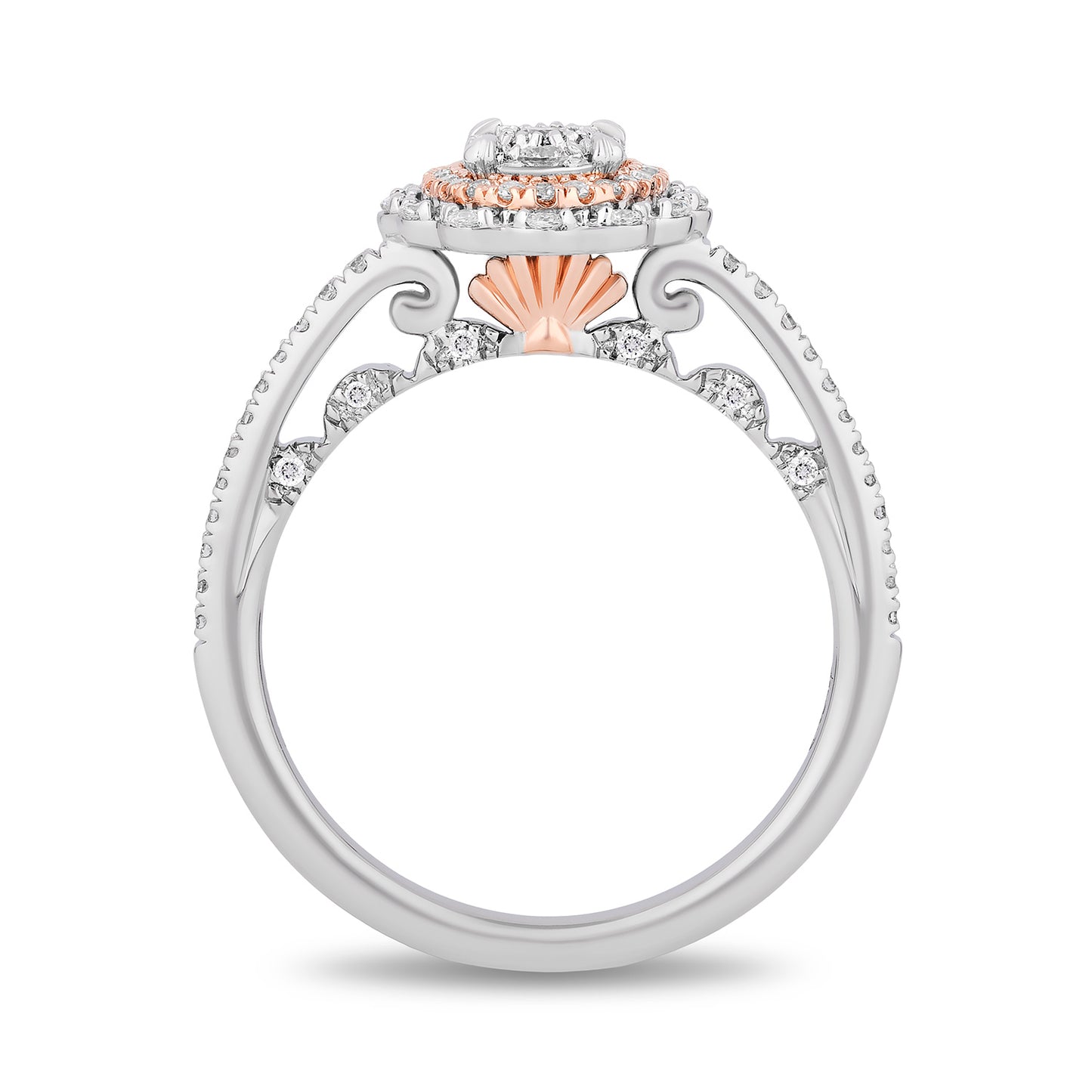 Enchanted Disney Fine Jewelry 14K White Gold and Rose Gold with 1/2 CTTW Diamonds Ariel Engagement Ring