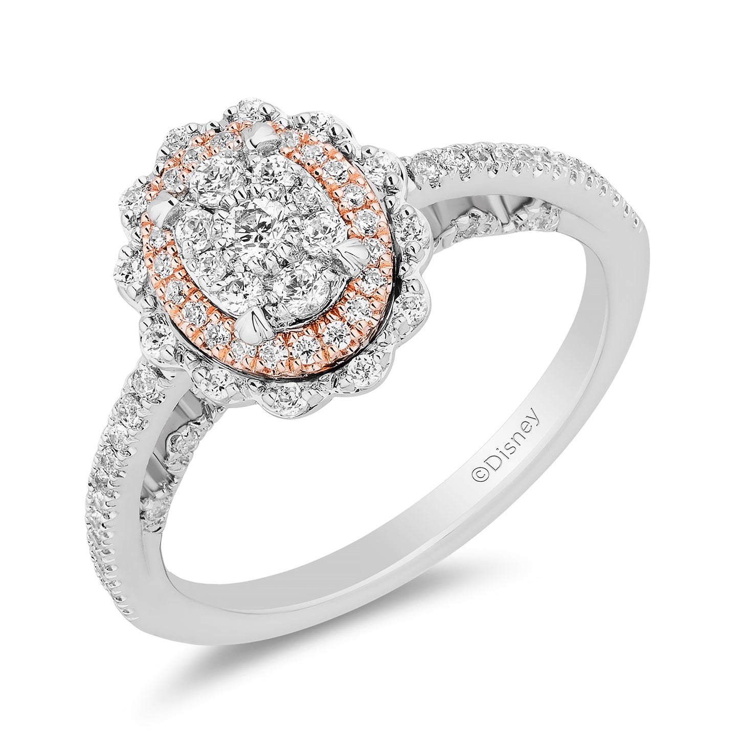 Enchanted Disney Fine Jewelry 14K White Gold and Rose Gold with 1/2 CTTW Diamonds Ariel Engagement Ring