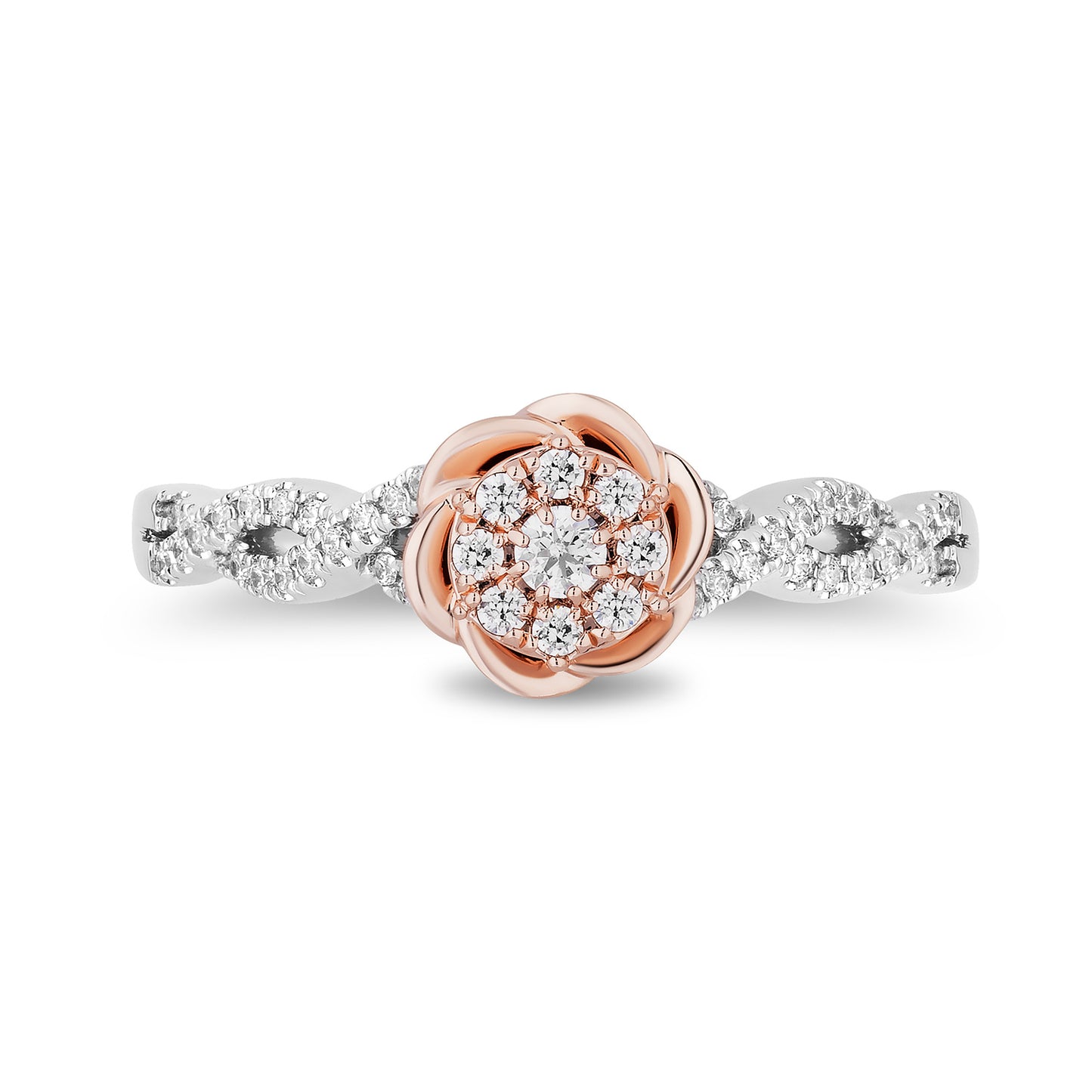 Enchanted Disney Fine Jewelry 10K White Gold and Rose Gold with 1/4 CTTW Diamonds Belle Engagement Ring