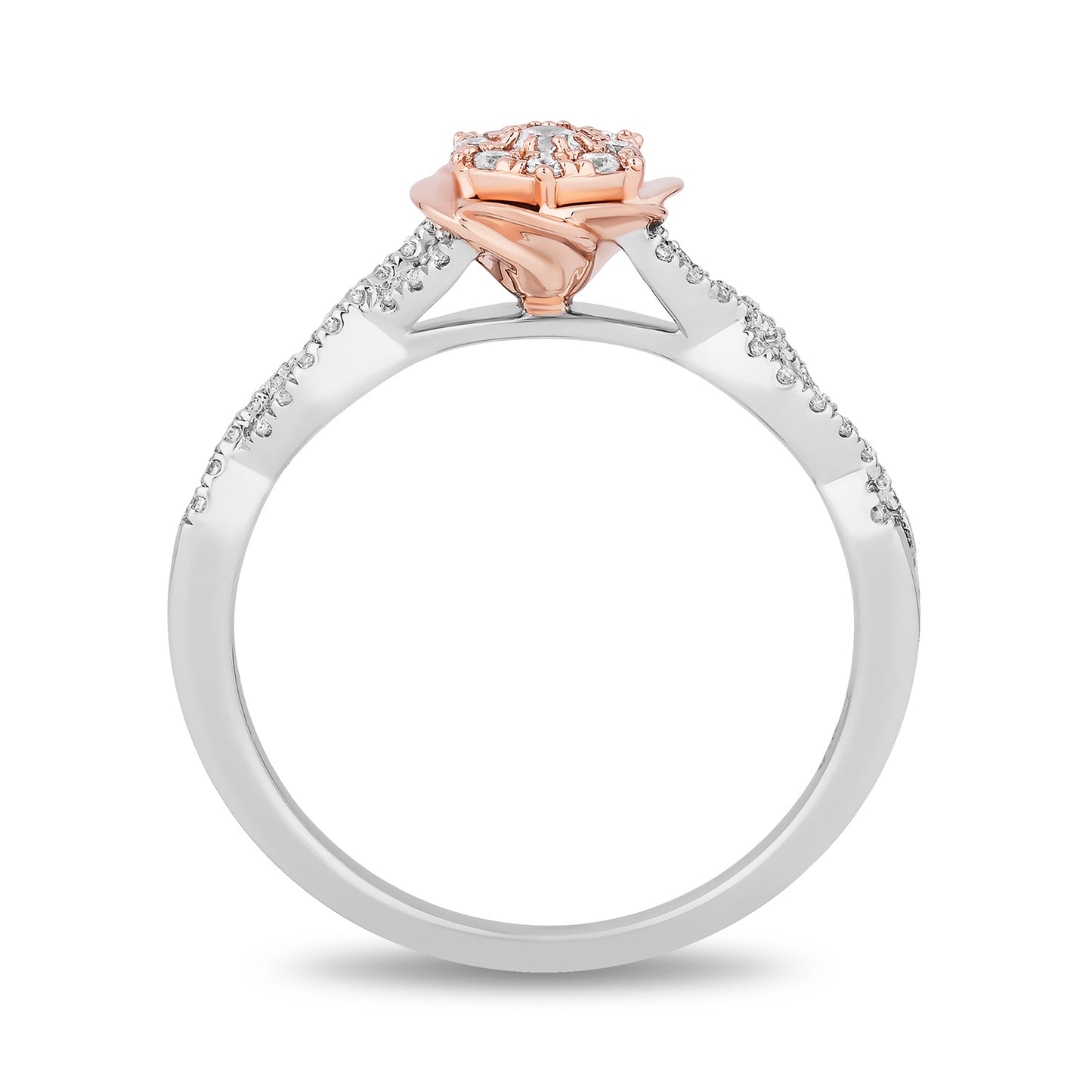 Enchanted Disney Fine Jewelry 10K White Gold and Rose Gold with 1/4 CTTW Diamonds Belle Engagement Ring