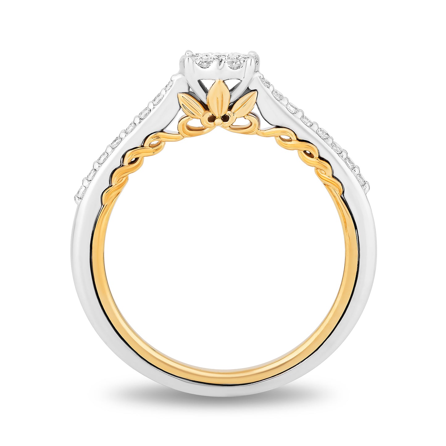 Enchanted Disney Fine Jewelry 10K White Gold and Yellow Gold with 1/3 CTTW Diamonds Rapunzel Engagement Ring