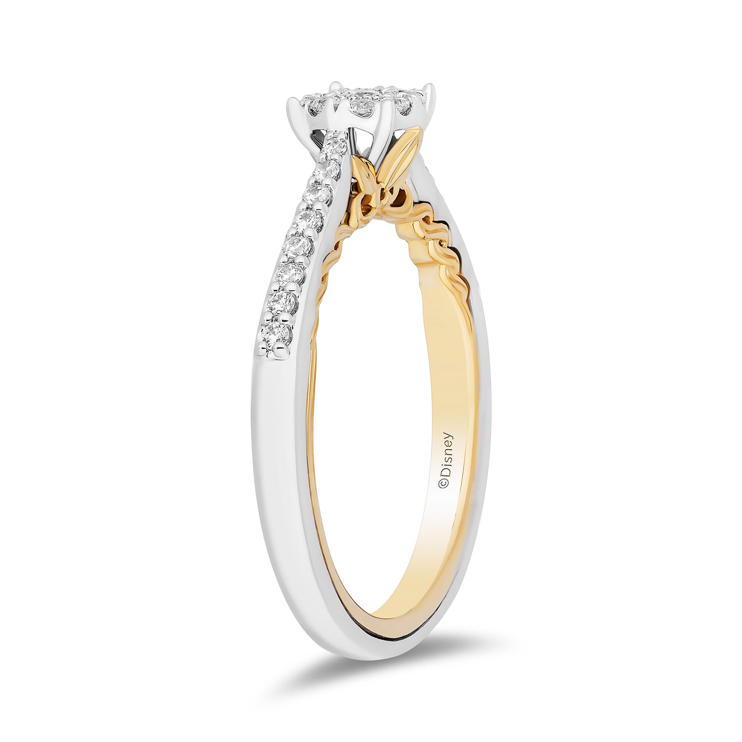 Enchanted Disney Fine Jewelry 10K White Gold and Yellow Gold with 1/3 CTTW Diamonds Rapunzel Engagement Ring
