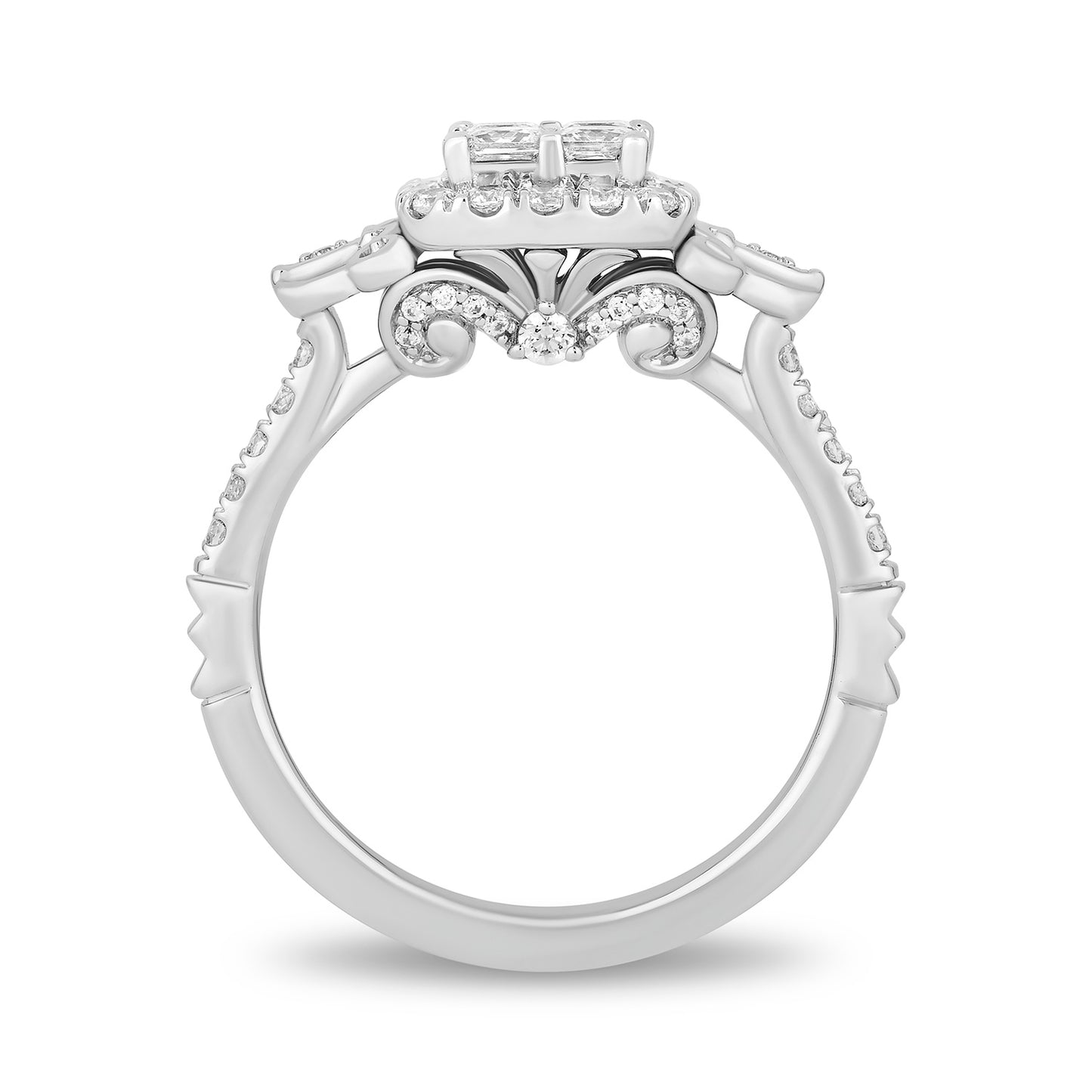 Enchanted Disney Fine Jewelry 14K White Gold with 1 CTTW Diamonds Cinderella Carriage Engagement Ring