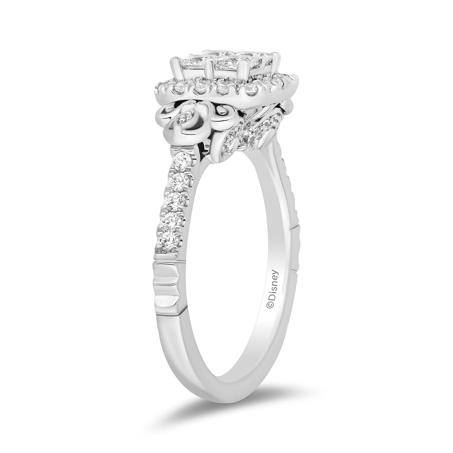 Enchanted Disney Fine Jewelry 14K White Gold with 1 CTTW Diamonds Cinderella Carriage Engagement Ring