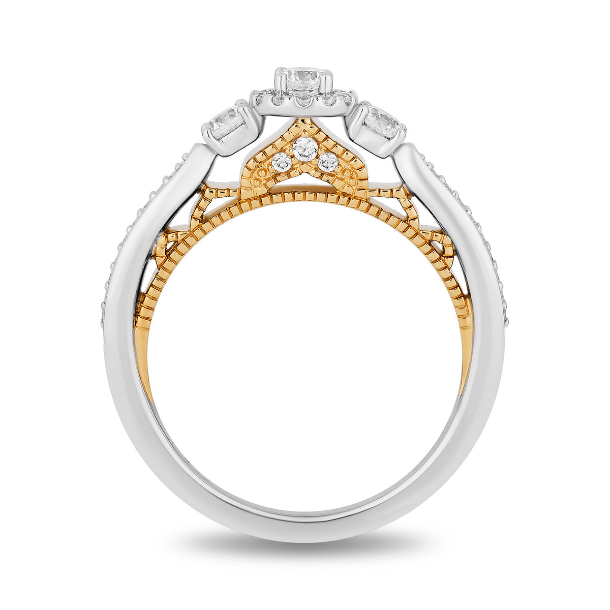 Enchanted Disney Fine Jewelry 14K White Gold and Yellow Gold with 1/2 CTTW Diamonds Jasmine Engagement Ring