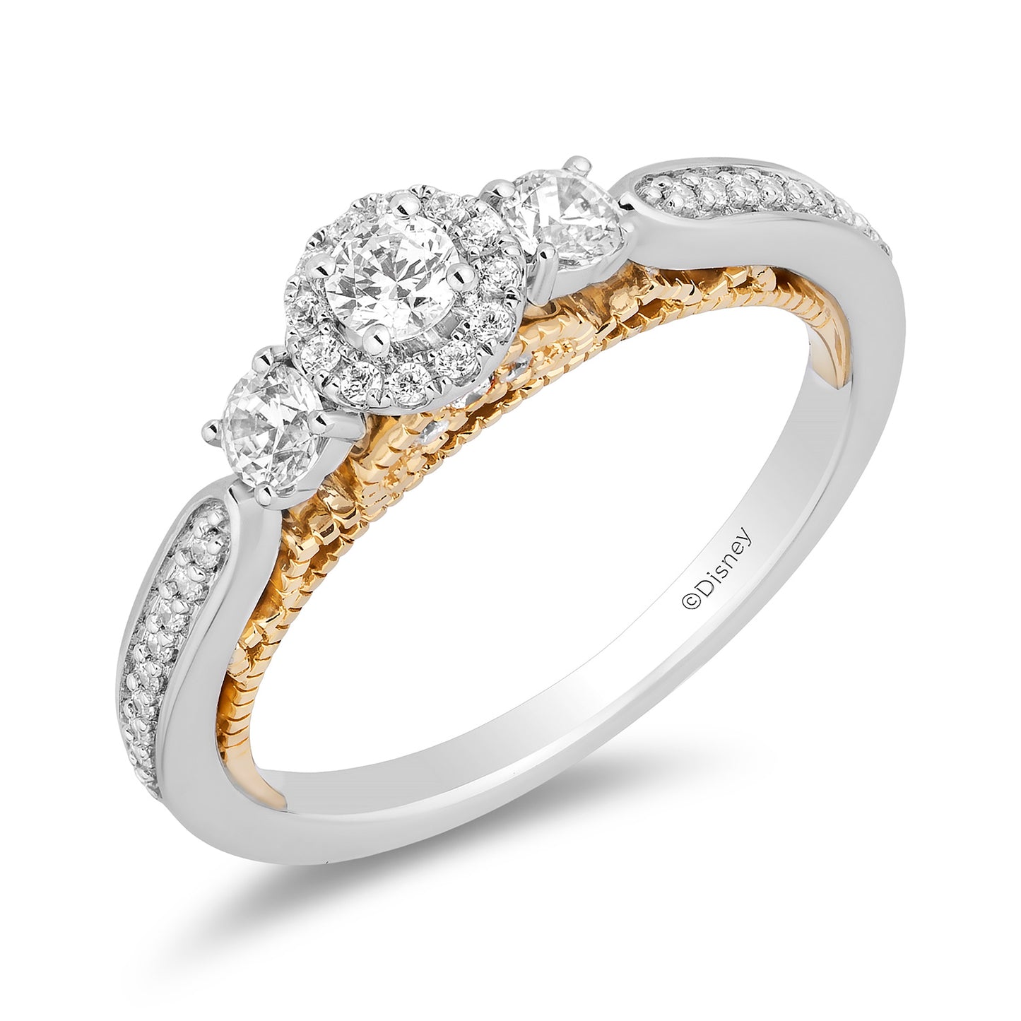 Enchanted Disney Fine Jewelry 14K White Gold and Yellow Gold with 1/2 CTTW Diamonds Jasmine Engagement Ring