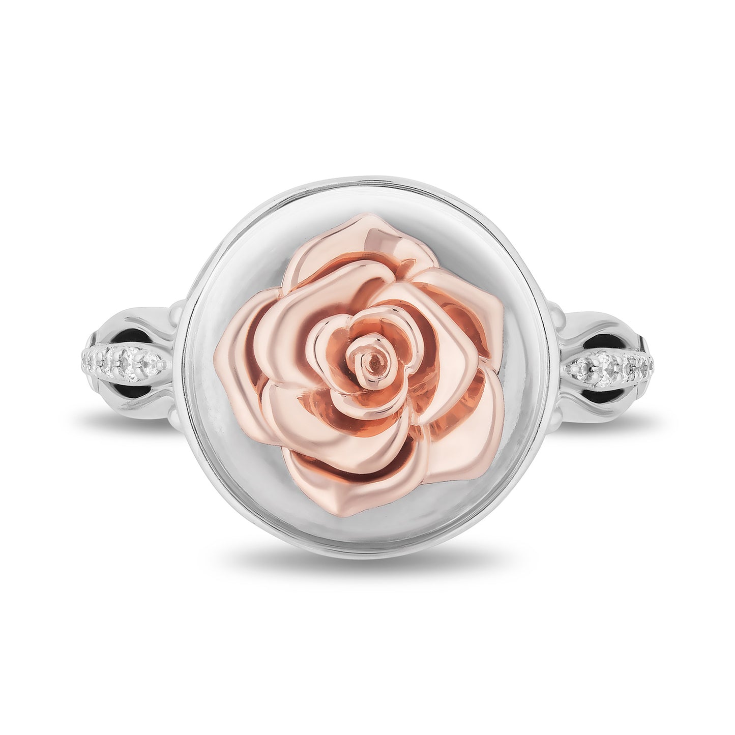 Enchanted Disney Fine Jewelry Sterling Silver and 10K Rose Gold with 1/10 CTTW Diamonds Belle Ring