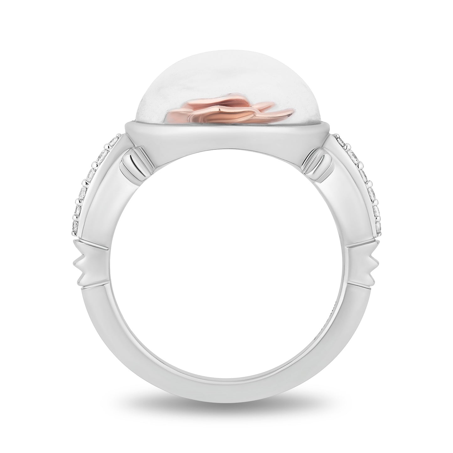 Enchanted Disney Fine Jewelry Sterling Silver and 10K Rose Gold with 1/10 CTTW Diamonds Belle Ring