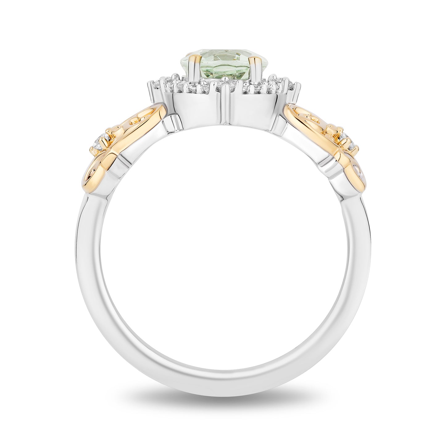Enchanted Disney Fine Jewelry 14K Yellow Gold Over Sterling Silver with 1/8 CTTW  Diamonds and Green Amethyst  Tiana Ring