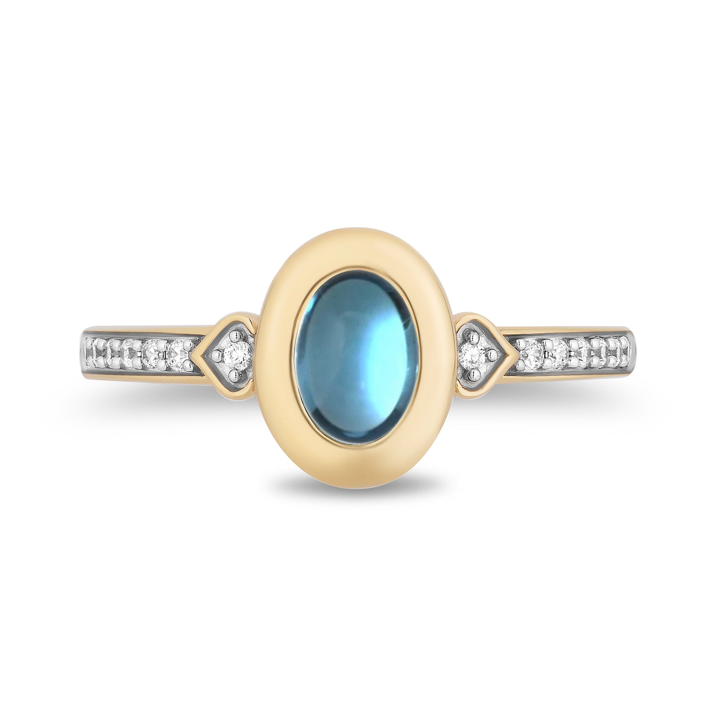 Enchanted Disney Fine Jewelry 14K Yellow Gold Over Sterling Silver with 1/10 CTTW Diamonds and Swiss Blue Topaz Jasmine Ring