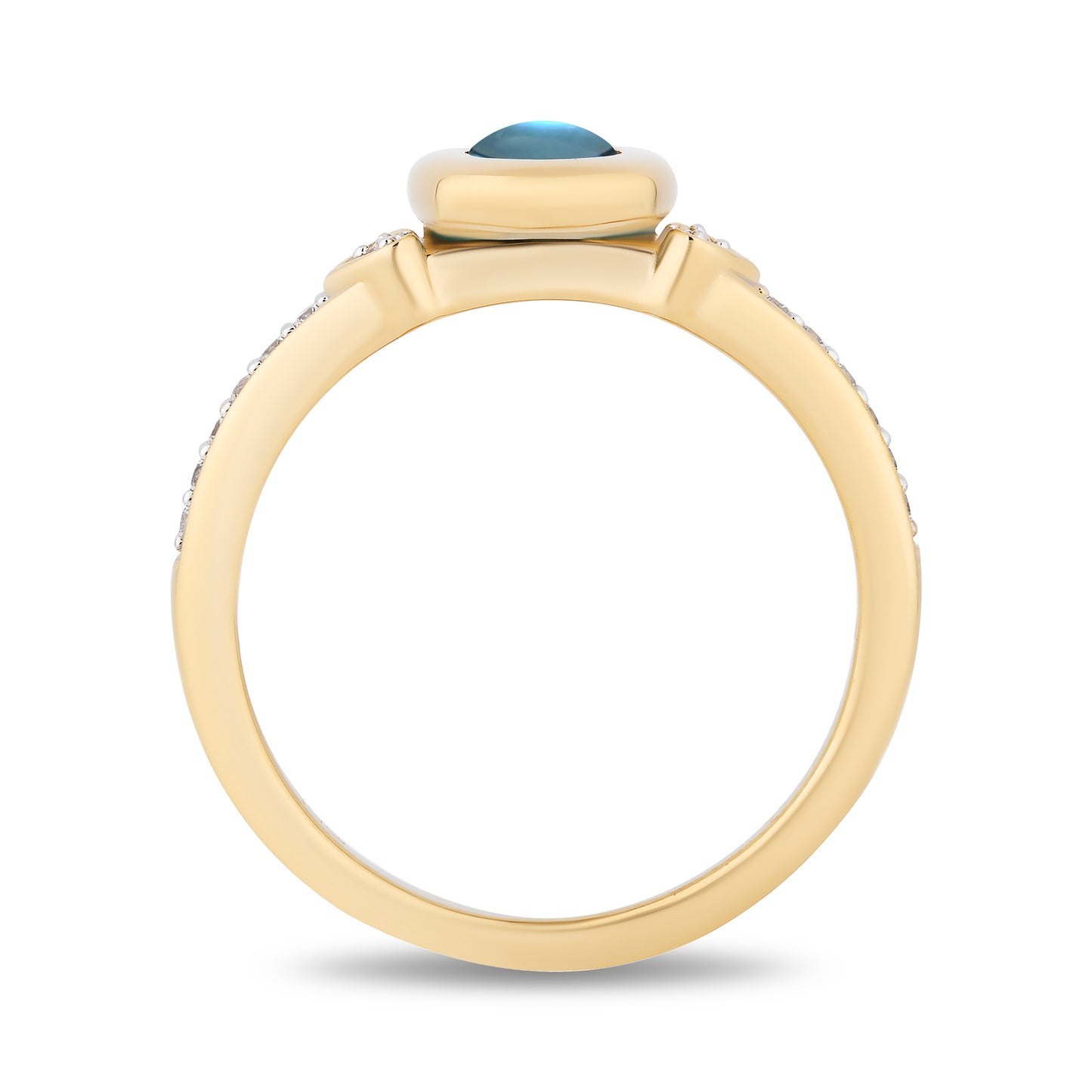 Enchanted Disney Fine Jewelry 14K Yellow Gold Over Sterling Silver with 1/10 CTTW Diamonds and Swiss Blue Topaz Jasmine Ring