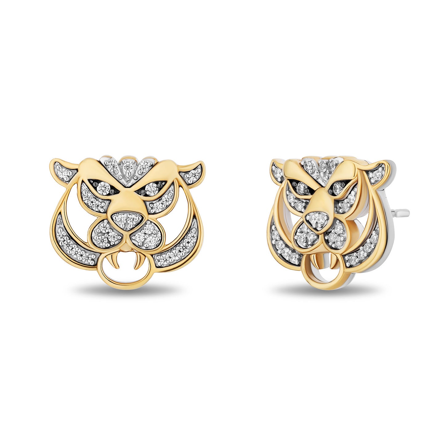Enchanted Disney Fine Jewelry Black Rhodium and 14K Yellow Gold over Sterling Silver with 1/5 CTTW Diamonds Jasmine- Raja Earrings