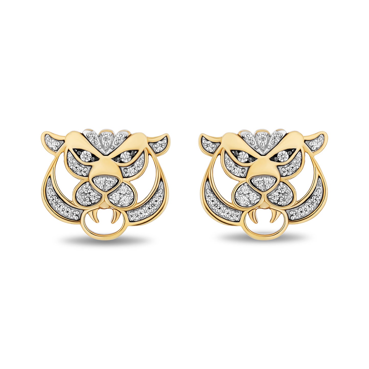 Enchanted Disney Fine Jewelry Black Rhodium and 14K Yellow Gold over Sterling Silver with 1/5 CTTW Diamonds Jasmine- Raja Earrings