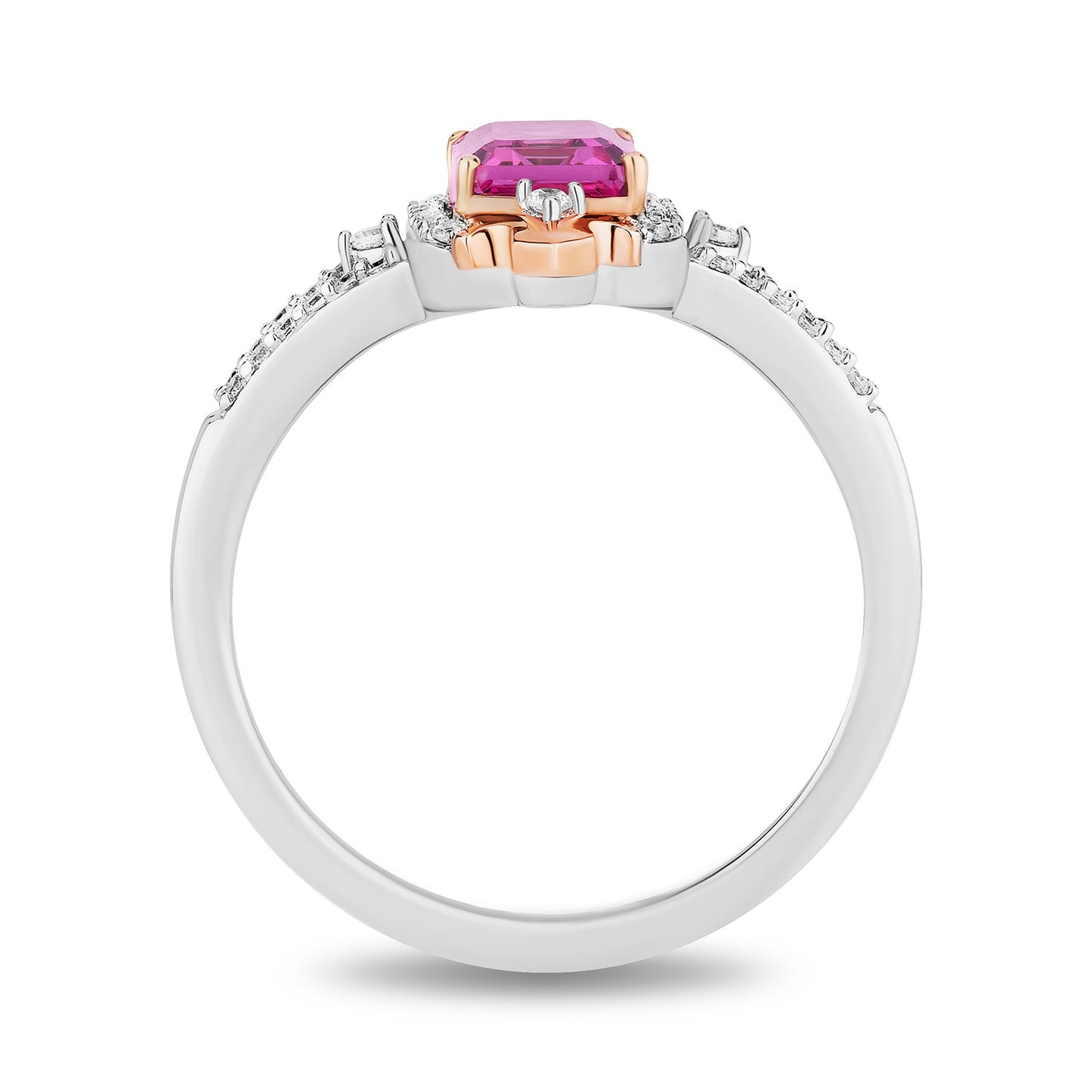 Enchanted Disney Fine Jewelry 14K Rose Gold Over Sterling Silver with 1/5 CTTW Diamonds Aurora Ring