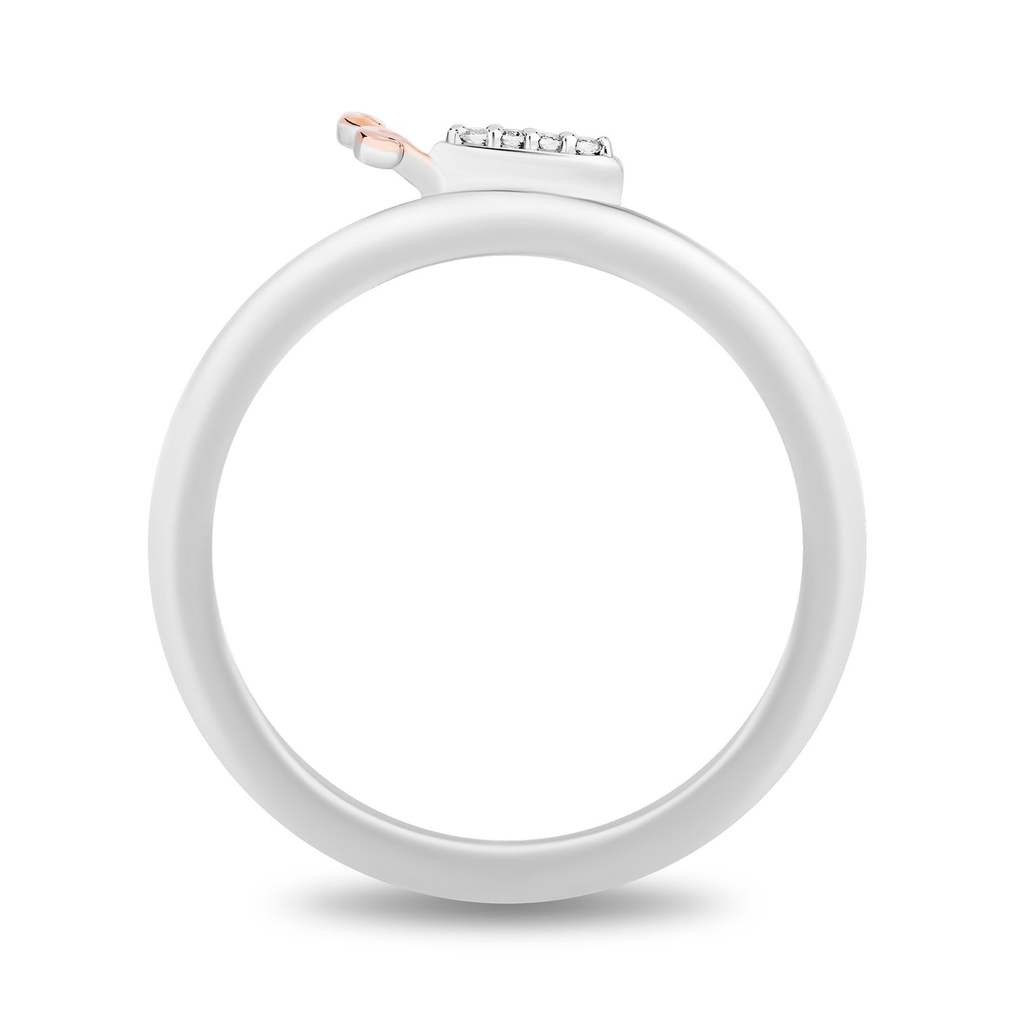 Enchanted Disney Fine Jewelry 14K Rose Gold Over Sterling Silver with 1/10 CTTW Diamonds and Red Garnet Mulan Stackable Ring