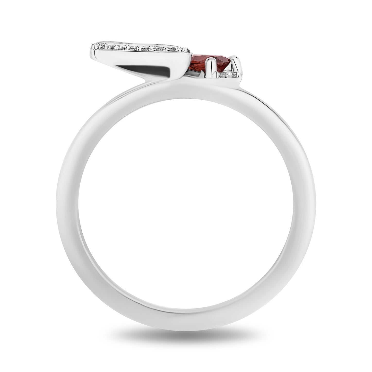 Enchanted Disney Fine Jewelry 14K Rose Gold Over Sterling Silver with 1/10 CTTW Diamonds and Red Garnet Mulan Stackable Ring