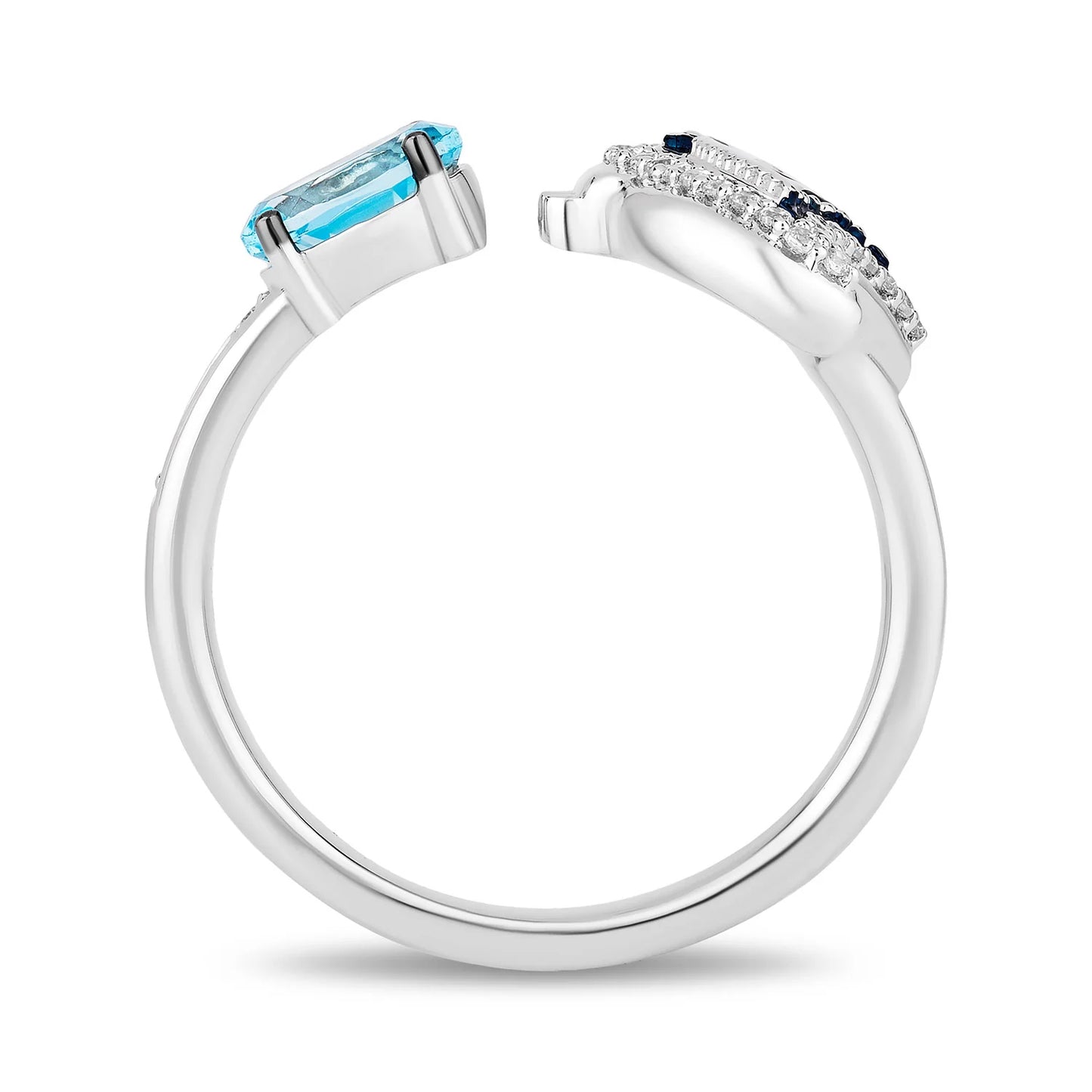 Enchanted Disney Fine Jewelry Sterling Silver with 1/6 CTTW Diamonds and Swiss Blue Topaz Moana Ring