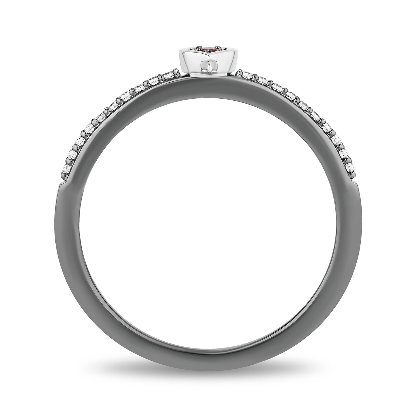 Enchanted Disney Fine Jewelry Black Rhodium over Sterling Silver with 1/20 CTTW Diamonds and Garnet Evil Queen Ring