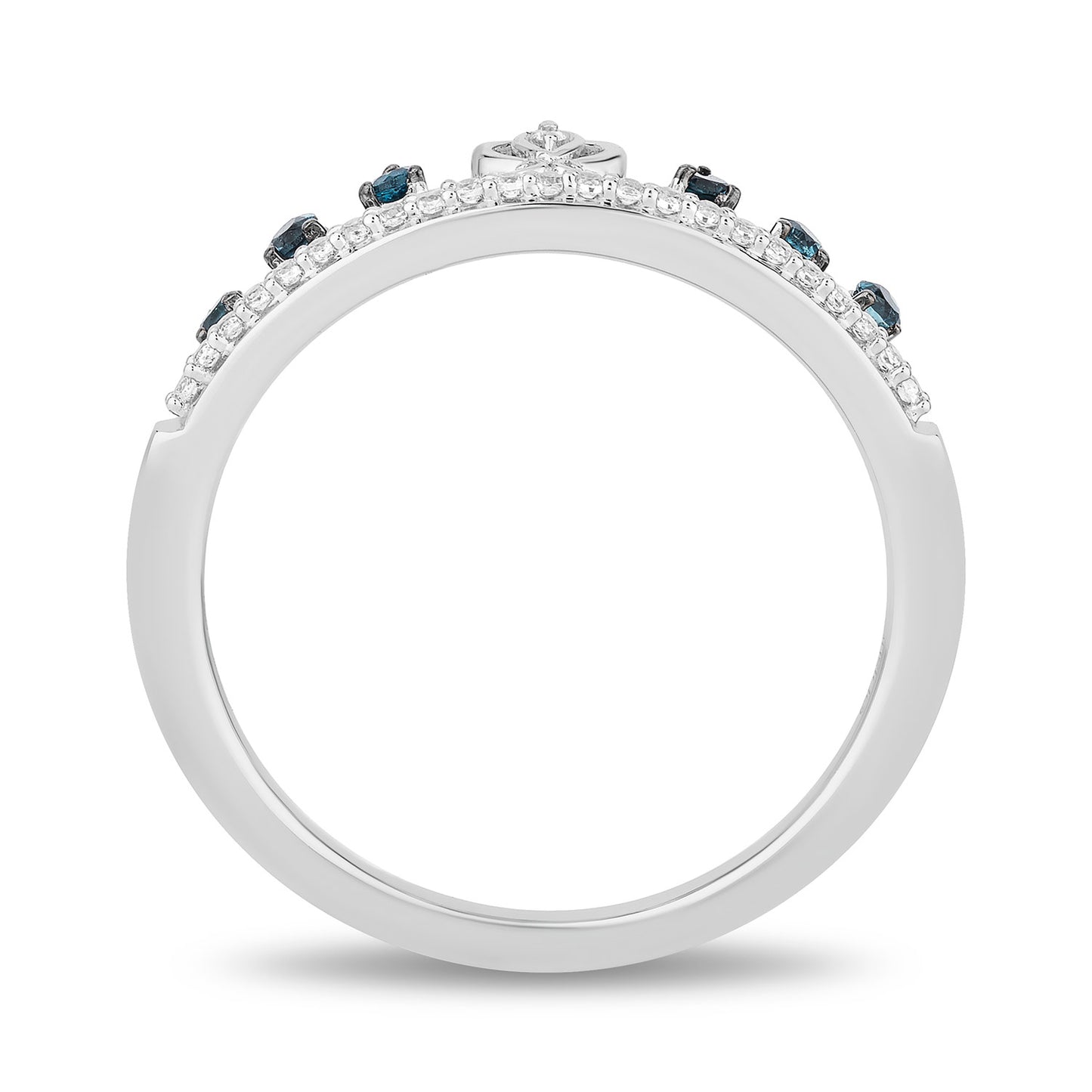 Enchanted Disney Fine Jewelry Sterling Silver with 1/8 CTTW Diamonds and London Blue Topaz Cinderella Duo Stack Ring