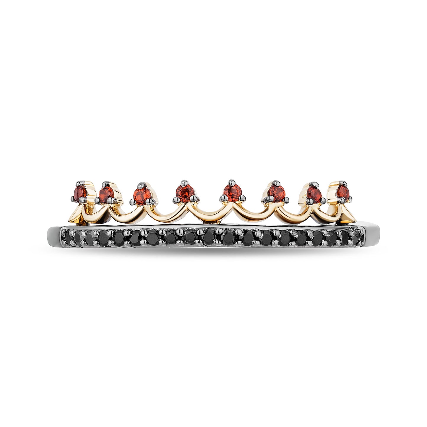Enchanted Disney Fine Jewelry 14K Yellow Gold Over Sterling Silver with 1/6 CTTW Diamonds and Garnet Evil Queen Stack Duo Stack Ring