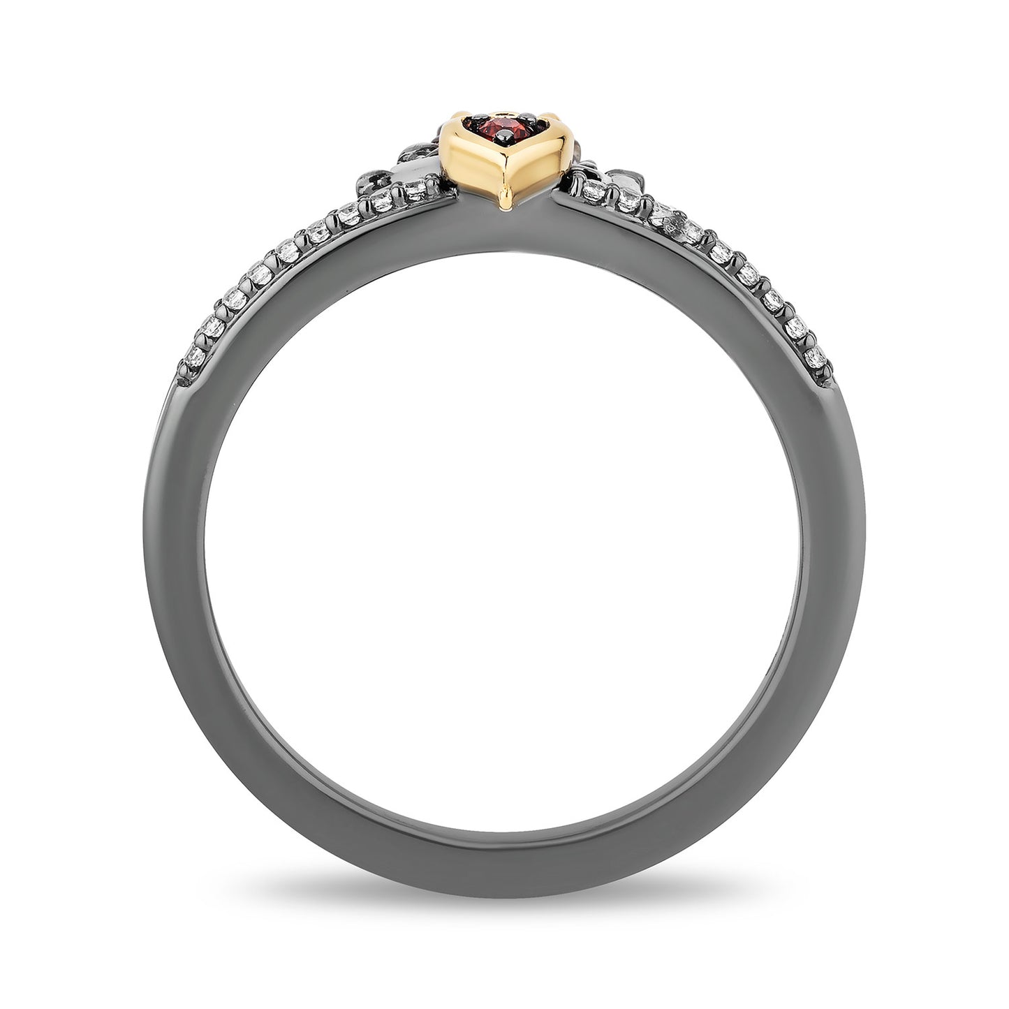 Enchanted Disney Fine Jewelry 14K Yellow Gold Over Sterling Silver with 1/6 CTTW Diamonds and Garnet Evil Queen Stack Duo Stack Ring