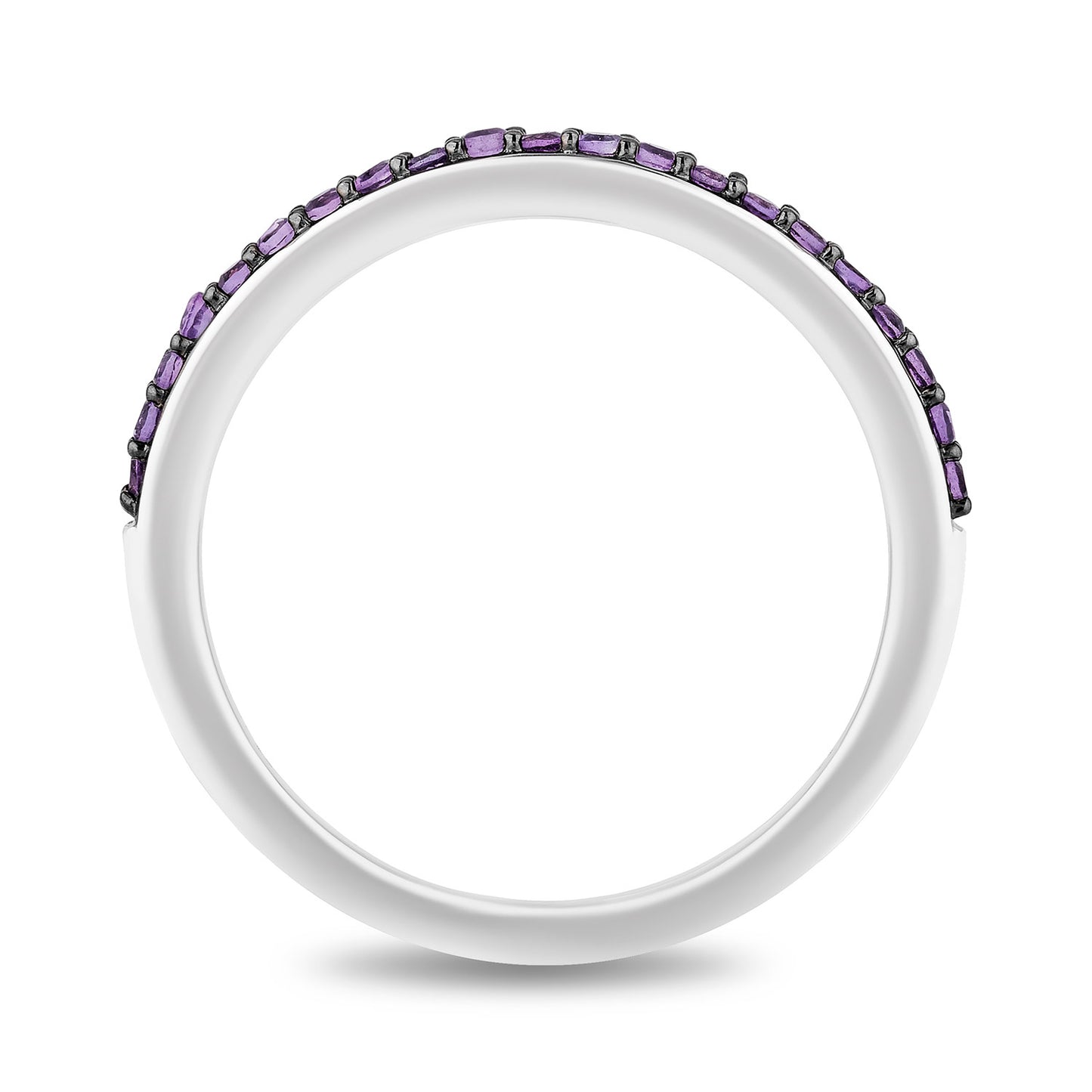Enchanted Disney Fine Jewelry 14K Rose Gold Over Sterling Silver with 1/20 CTTW Diamonds and Amethyst Rapunzel Duo Stack Ring