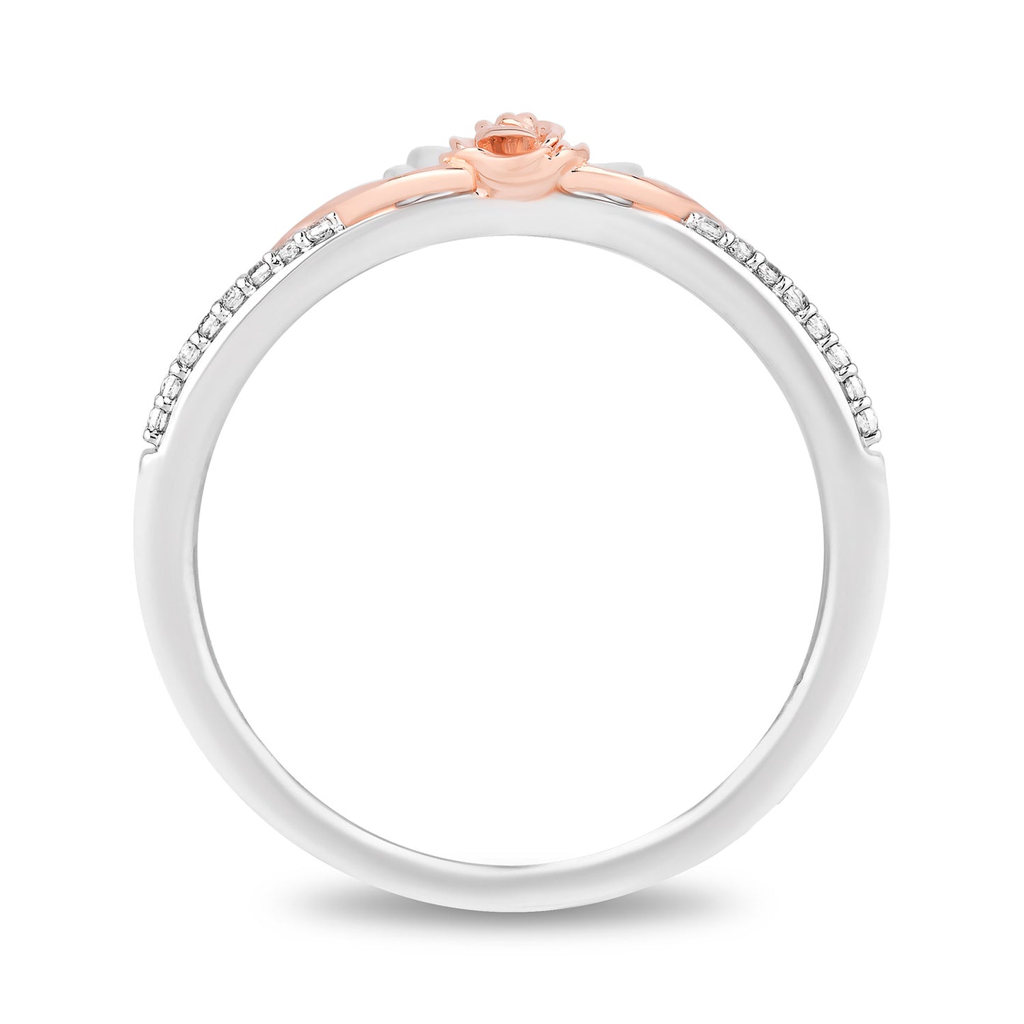 Enchanted Disney Fine Jewelry 14K Rose Gold Over Sterling Silver with 1/8 CTTW Diamonds Aurora Ring
