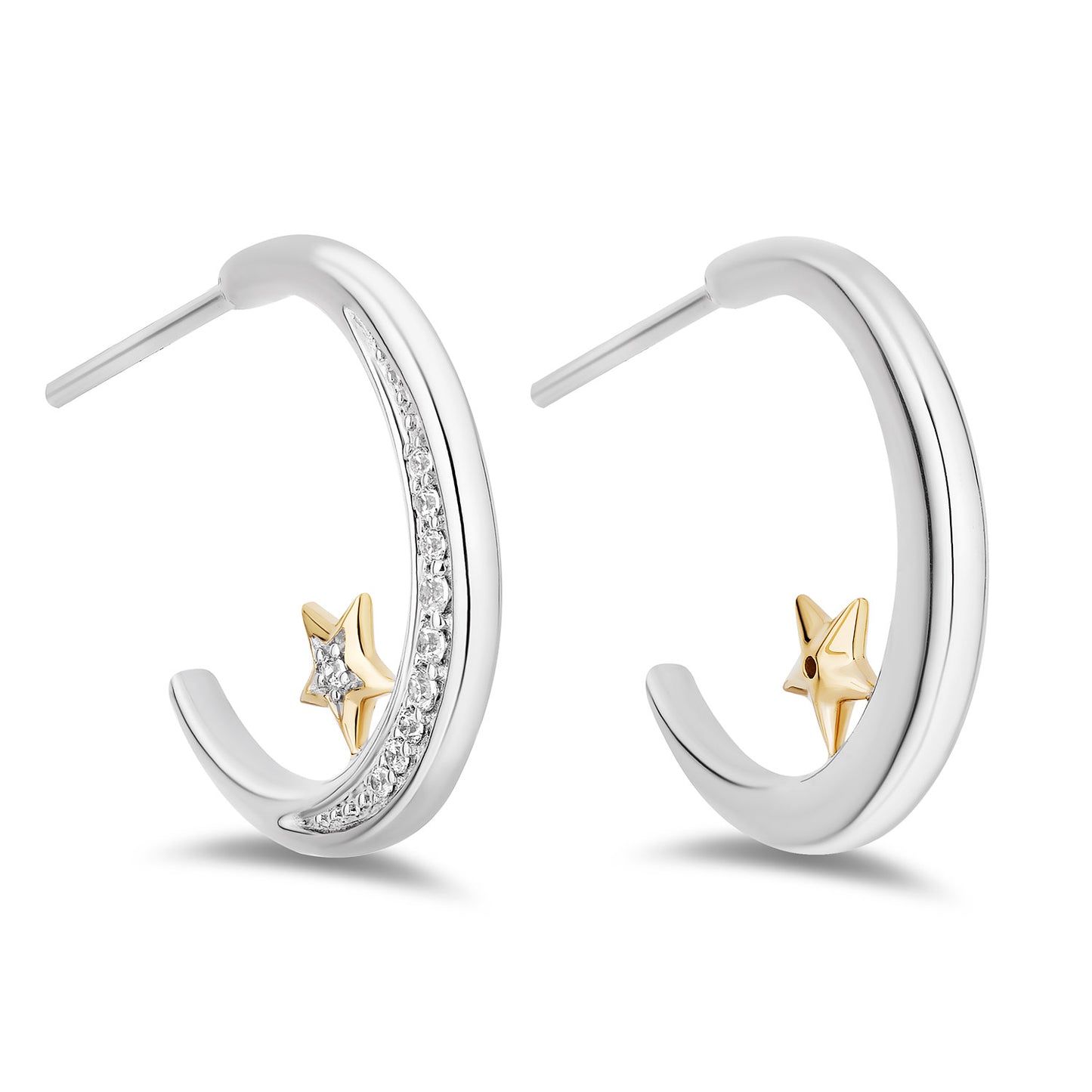 Enchanted Disney Fine Jewelry Sterling Silver and 10K Yellow Gold with 1/6 CTTW Diamonds Jasmine Earrings