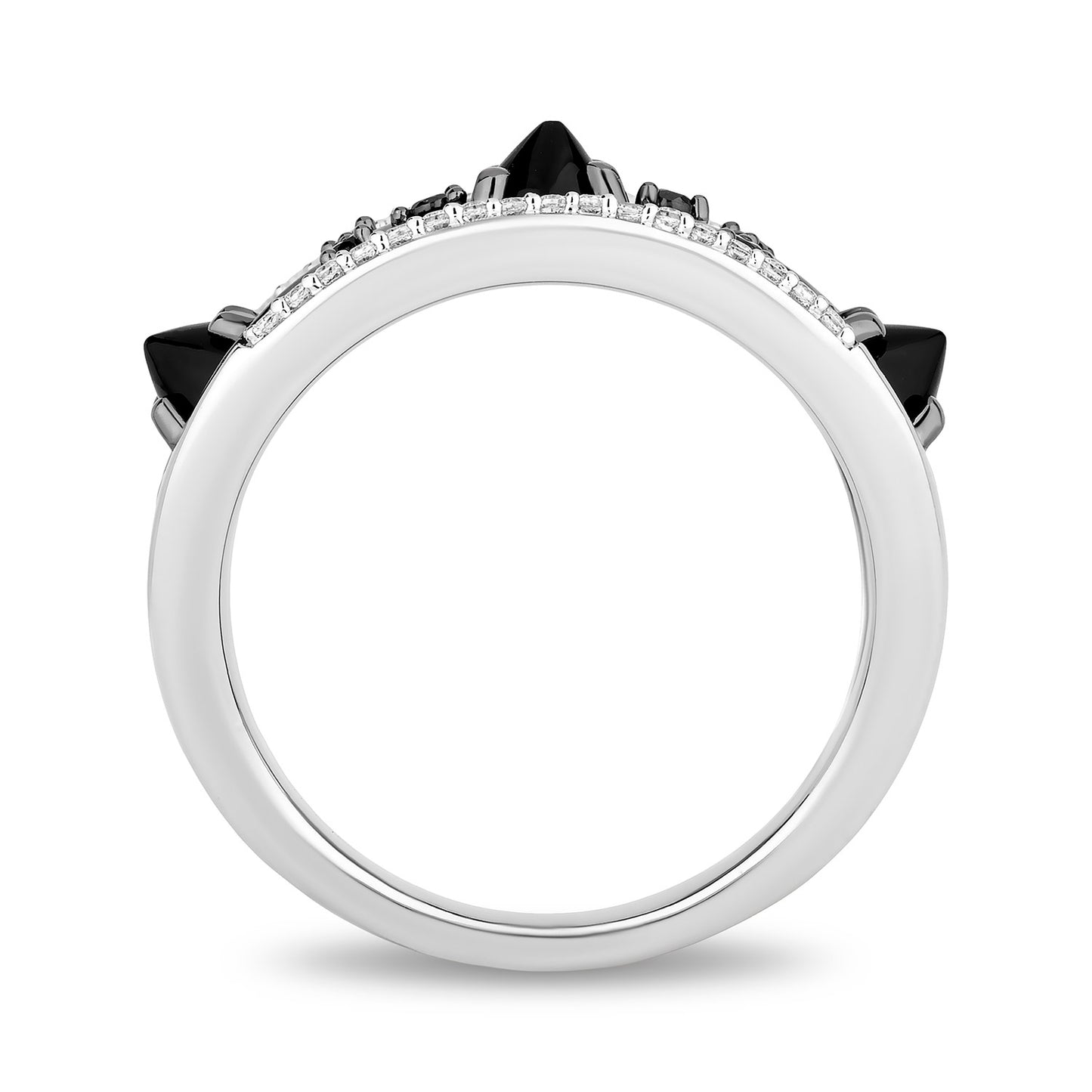 Enchanted Disney Fine Jewelry Black Rhodium over Sterling Silver with 1/5 CTTW Diamonds and Black Onyx Maleficent Ring