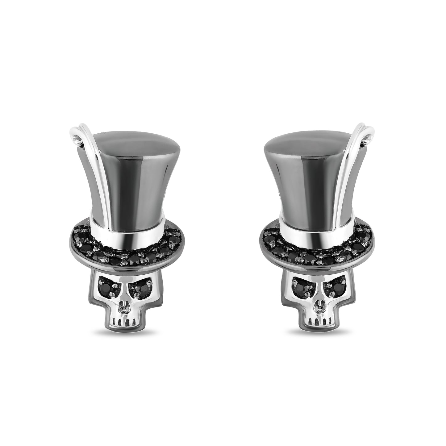Enchanted Disney Fine Jewelry Black Rhodium Over Sterling Silver with 1/6 CTTW Diamond Dr. Facilier Earrings