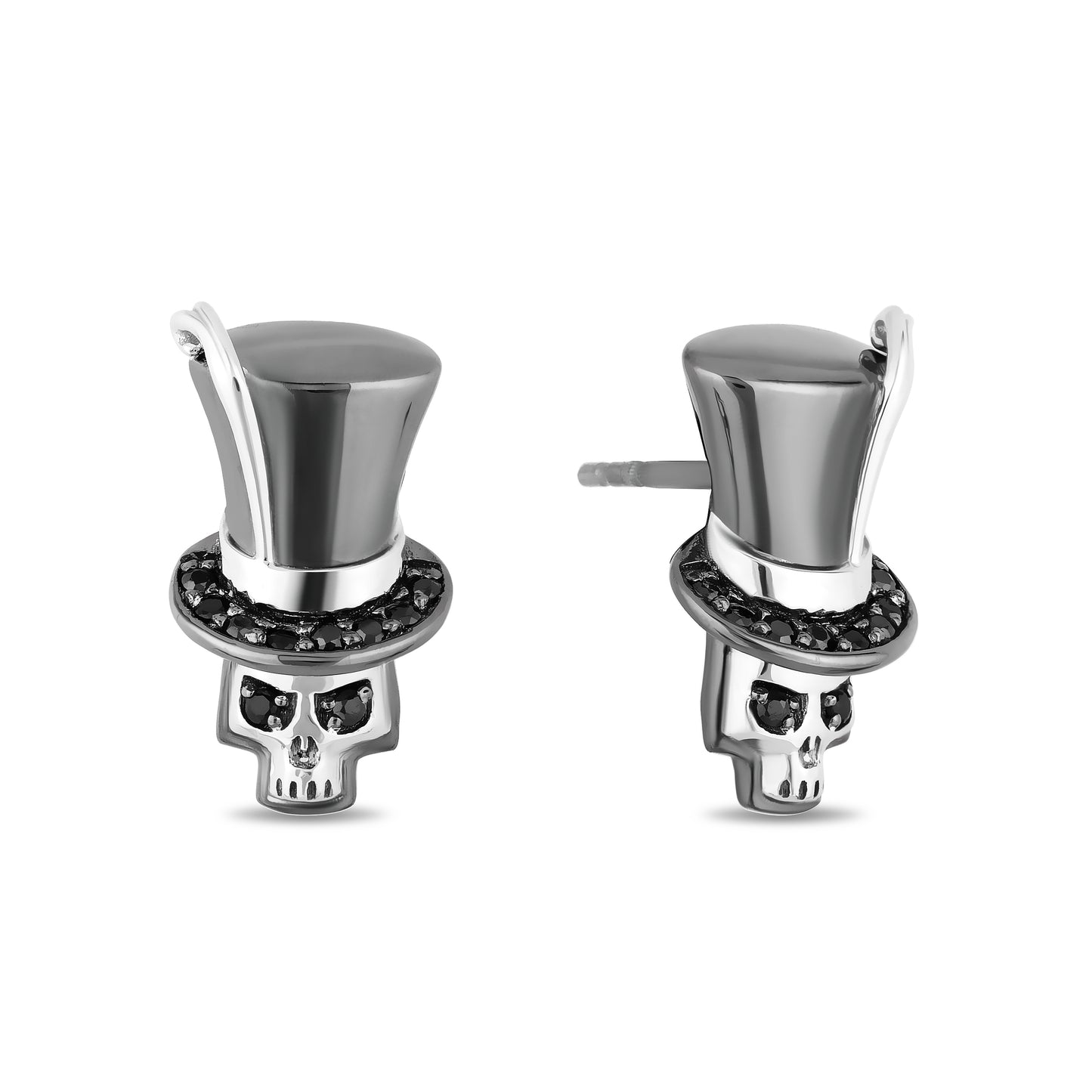 Enchanted Disney Fine Jewelry Black Rhodium Over Sterling Silver with 1/6 CTTW Diamond Dr. Facilier Earrings