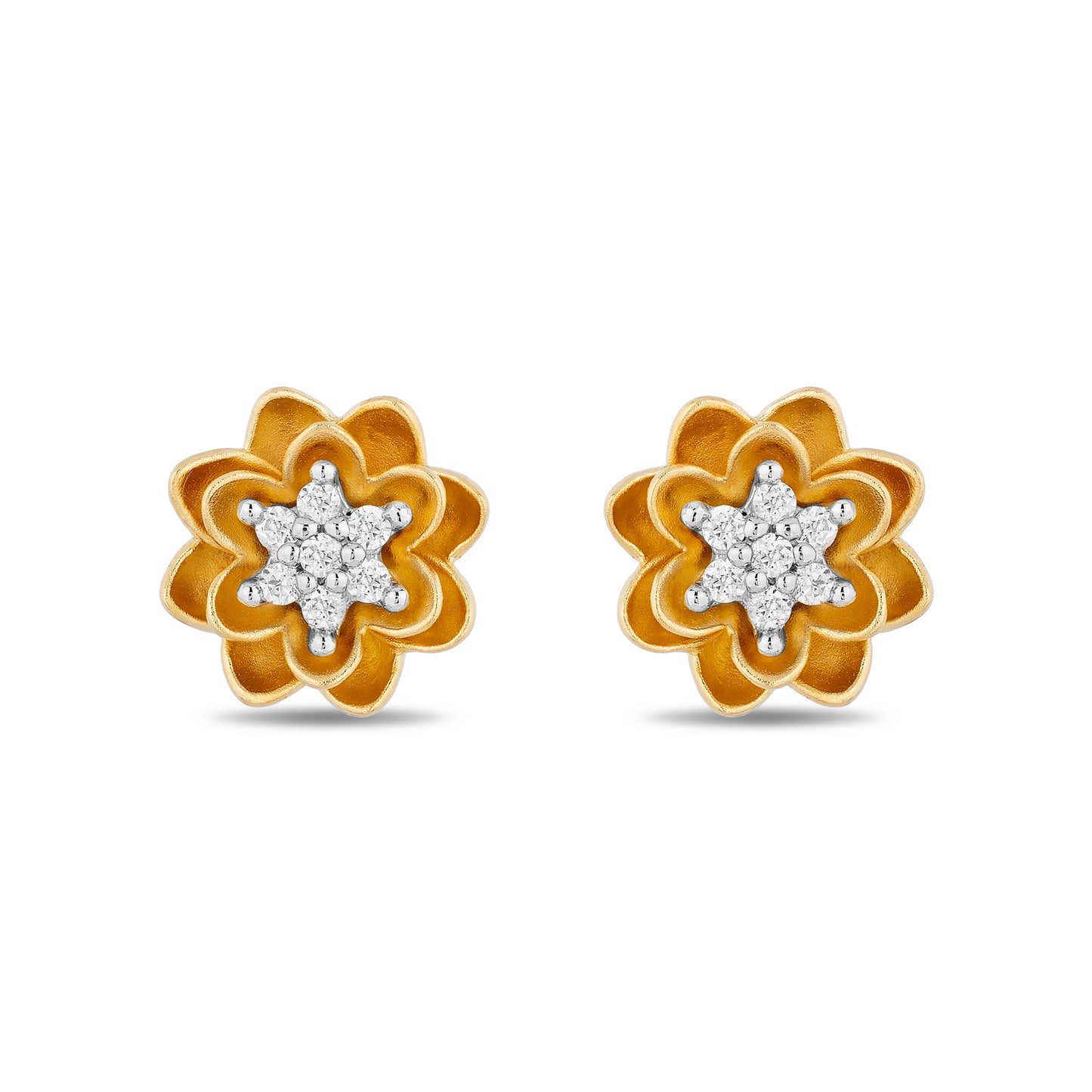 Enchanted Disney Fine Jewelry 10K Yellow Gold with 1/10 CTTW Diamond Tiana Stud Earrings
