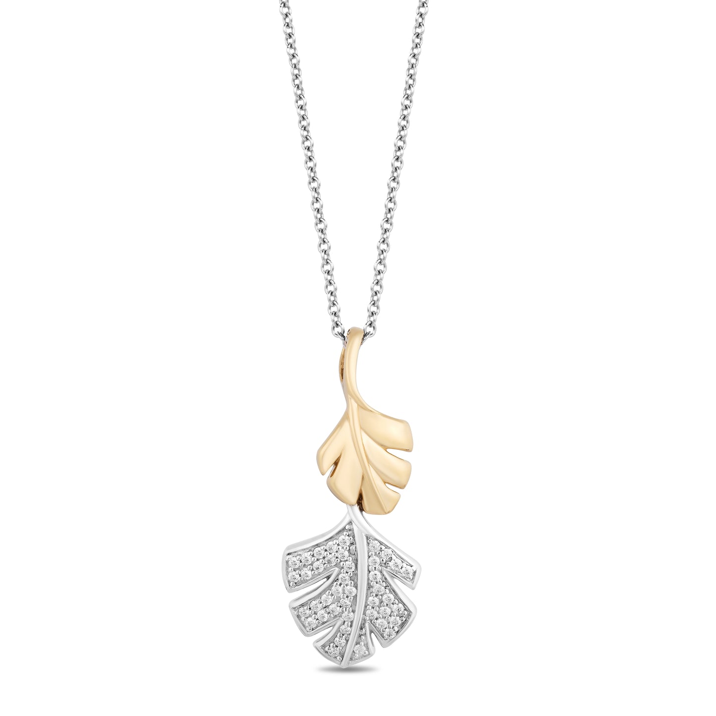 Enchanted Disney Fine Jewelry Sterling Silver and 10K Yellow Gold with 1/6 CTTW Diamonds Moana Pendant Necklace