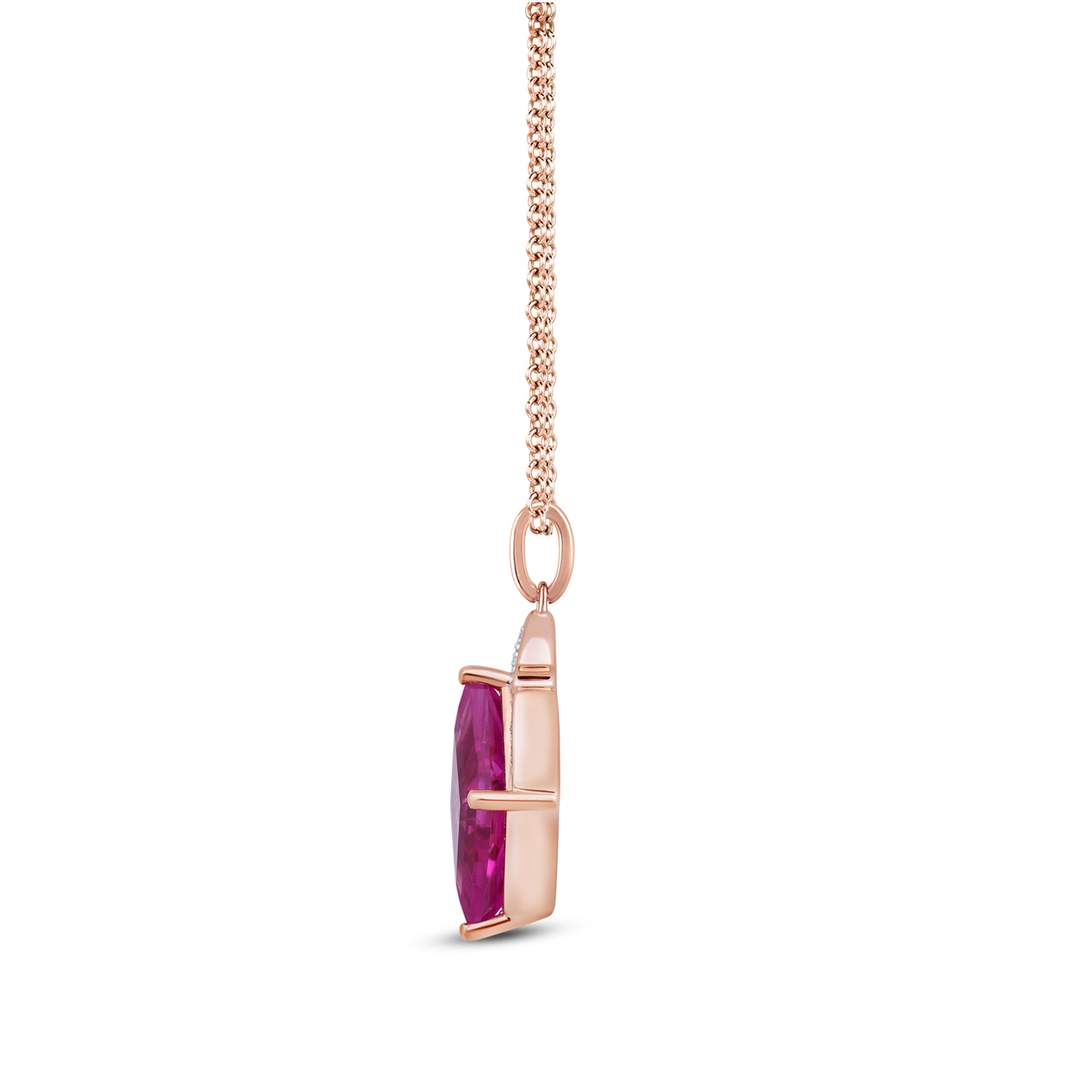 Enchanted Disney Fine Jewelry 14K Rose Gold Over Sterling Silver with Accent Diamonds and Created Pink Sapphire Aurora Necklace