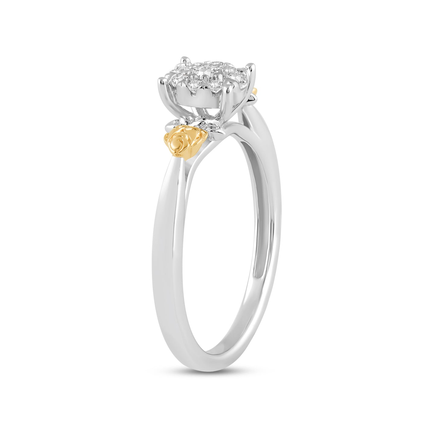 Enchanted Disney Fine Jewelry 14K Yellow Gold Over Sterling Silver with 1/5 CTTW Diamonds Belle Ring