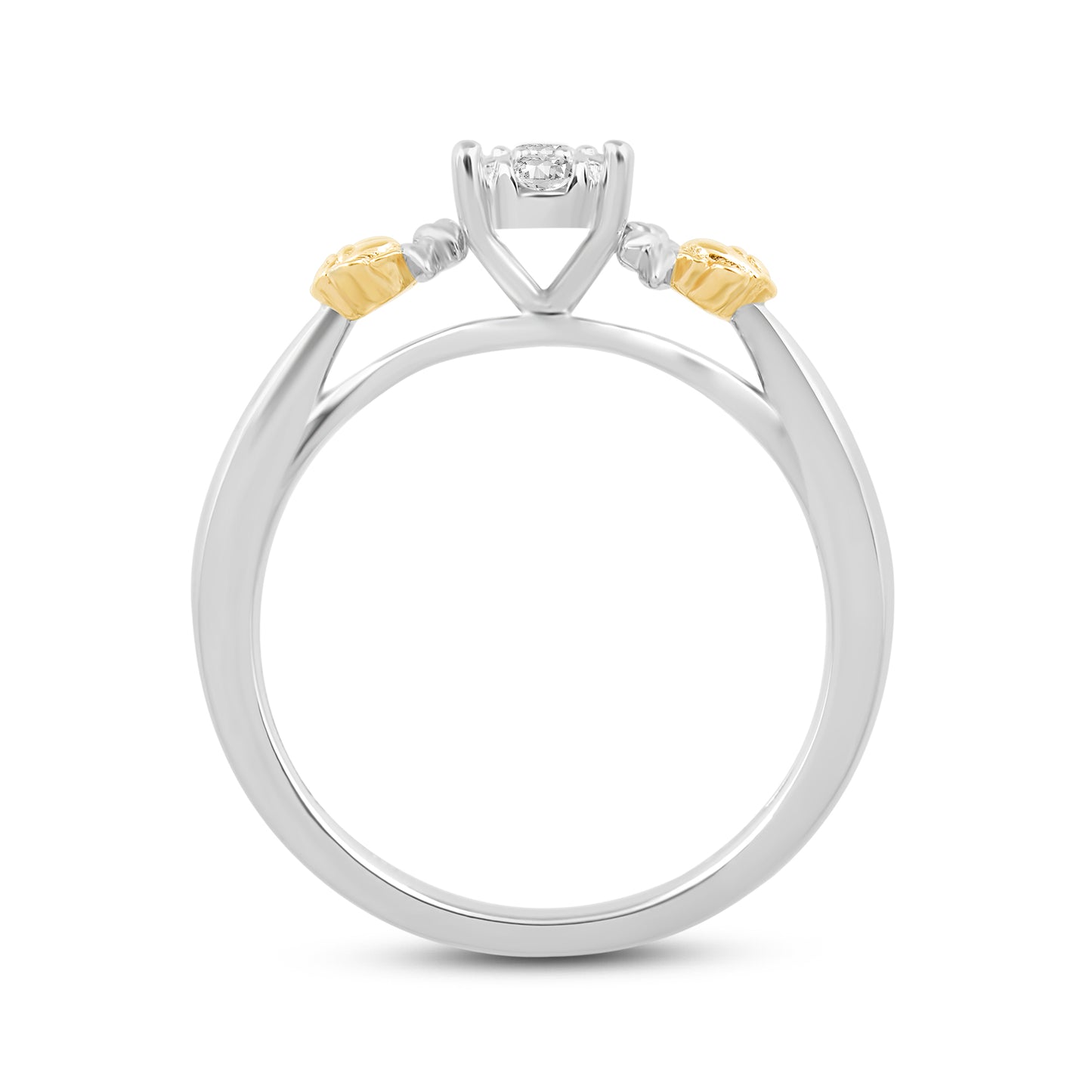 Enchanted Disney Fine Jewelry 14K Yellow Gold Over Sterling Silver with 1/5 CTTW Diamonds Belle Ring