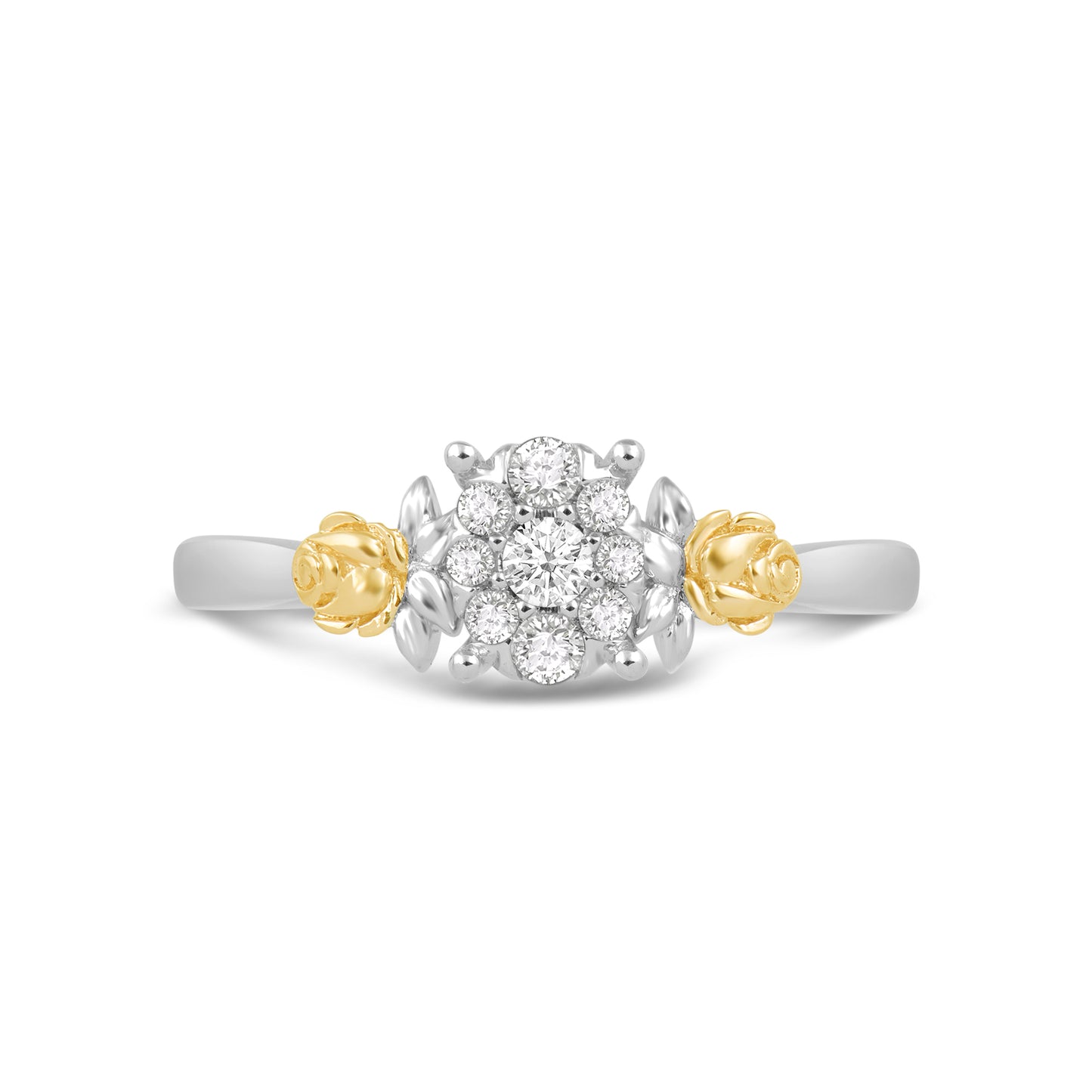 Enchanted Disney Fine Jewelry 14K Yellow Gold Over Sterling Silver with 1/5 CTTW Diamonds Belle Ring