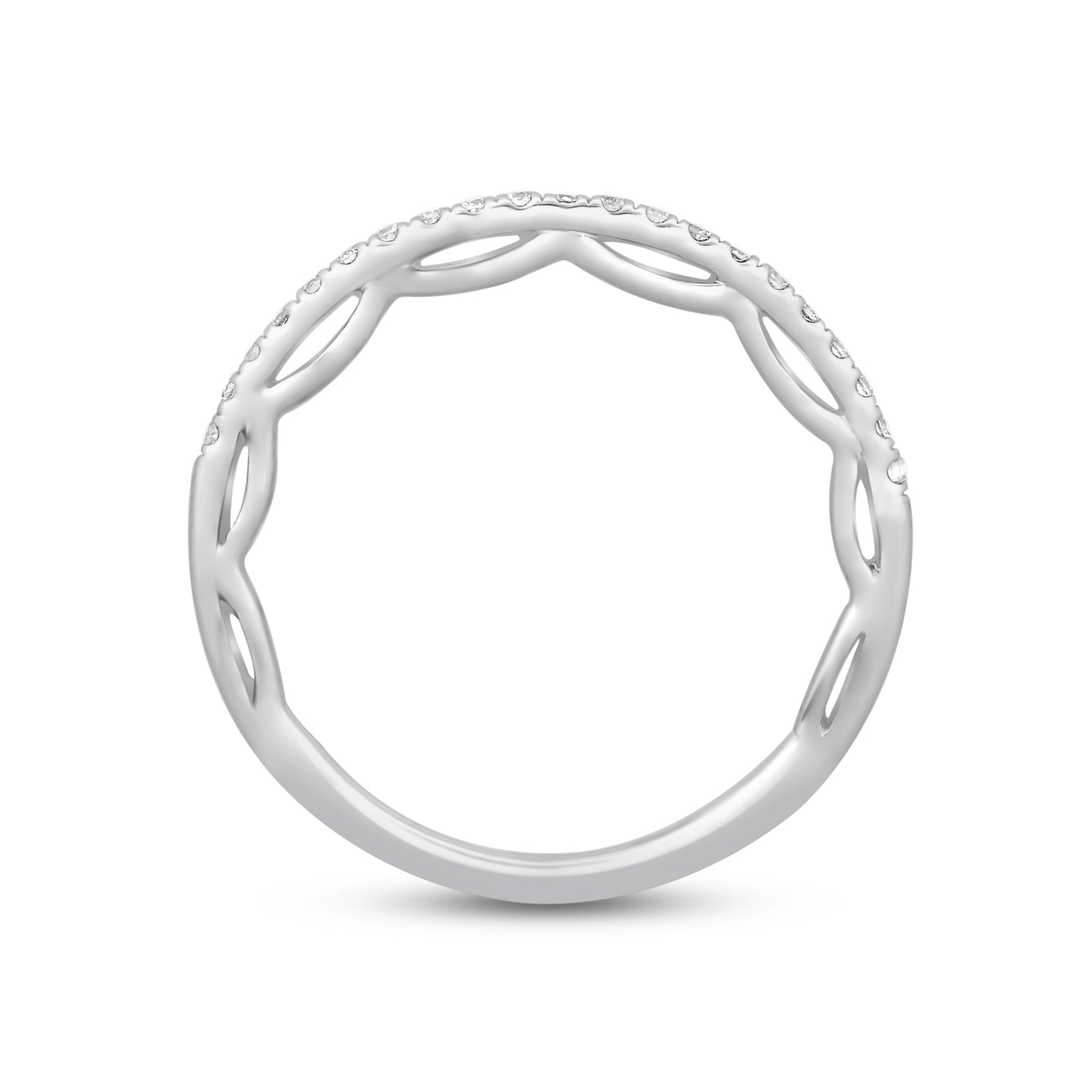 Enchanted Disney Fine Jewelry 14K White Gold 1/6 CTTW Cinderella Bridal Band