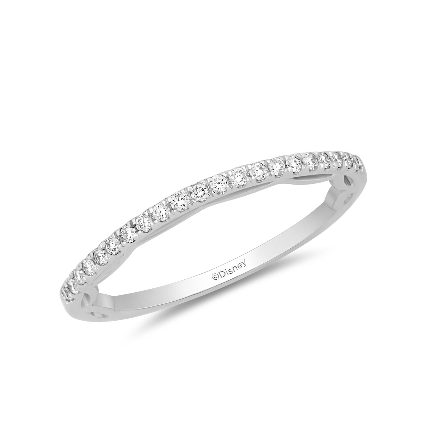 Enchanted Disney Fine Jewelry 14K White Gold 1/6 CTTW Cinderella Bridal Band
