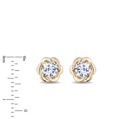Enchanted Disney Fine Jewelry 14K Yellow Gold over Sterling Silver with 1/3 CTTW Lab Grown Diamond, Disney's Belle Solitaire Earrings