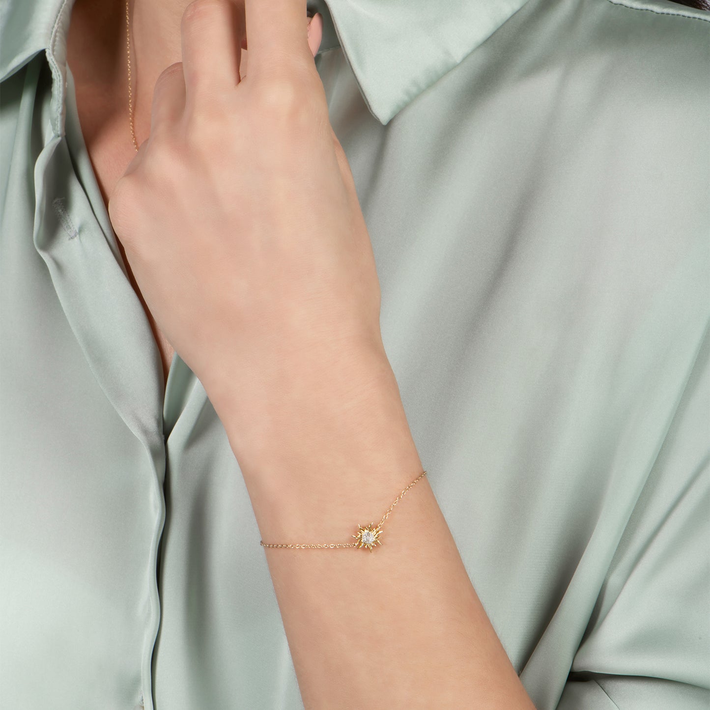 Enchanted Disney Fine Jewelry 10K Yellow Gold with Diamond Accent Rapunzel Sun Bracelet