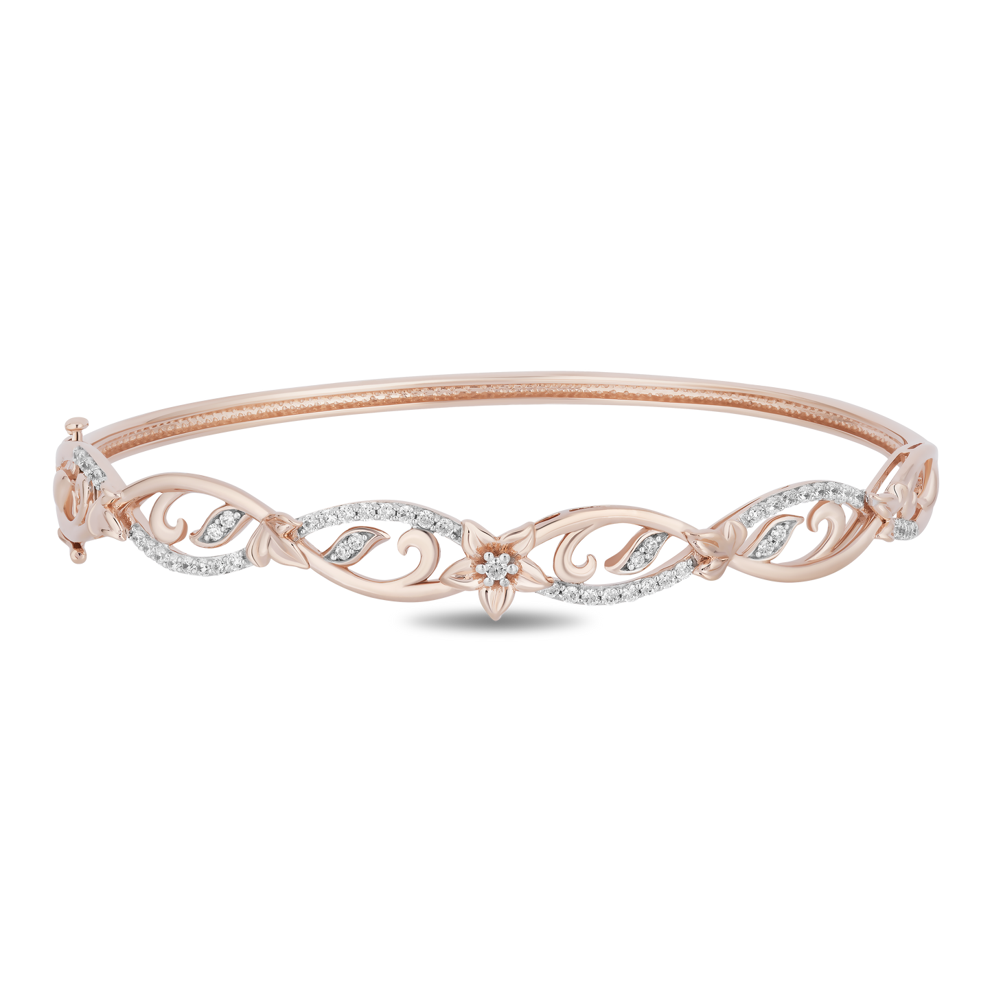 Enchanted Disney Fine Jewelry 14K Rose Gold Over Sterling Silver with 1/3 CTTW Diamonds Rapunzel Bangle