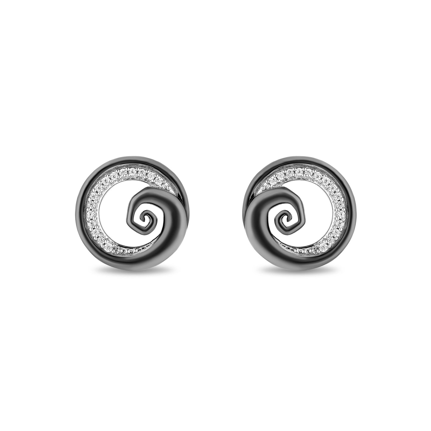 Disney Jewels Black Rhodium over Sterling Silver with 1/10 CTTW Diamonds, Disney Tim Burton's  The Nightmare Before Christmas Necklace and Earrings Set
