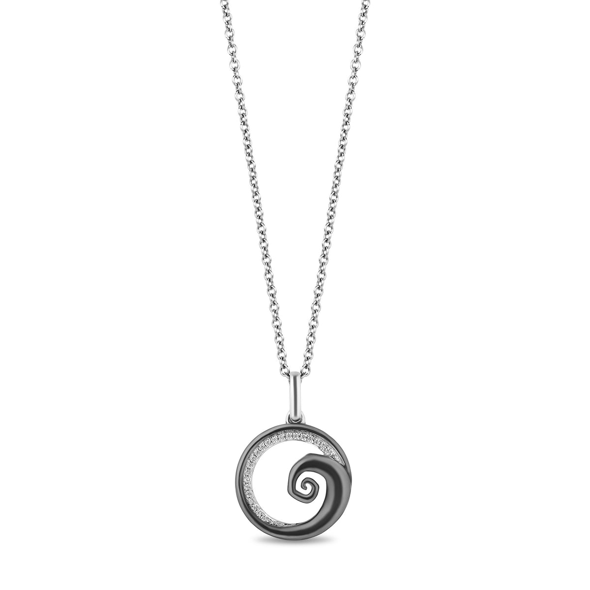 Disney Jewels Black Rhodium over Sterling Silver with 1/10 CTTW Diamonds, Disney Tim Burton's  The Nightmare Before Christmas Necklace and Earrings Set