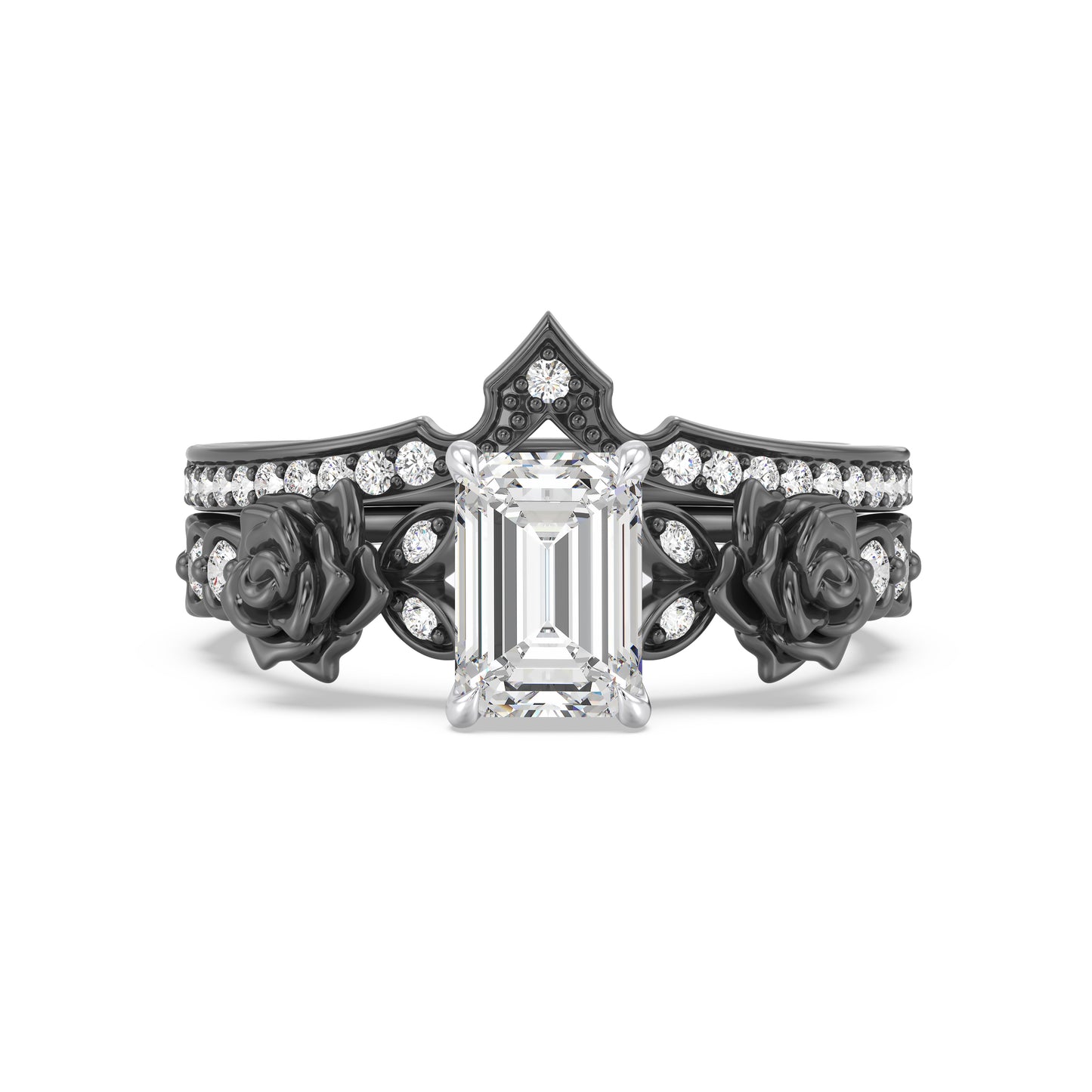 Enchanted Star Lab Grown Diamond 14K Gold Maleficent Rose Engagement Ring Set