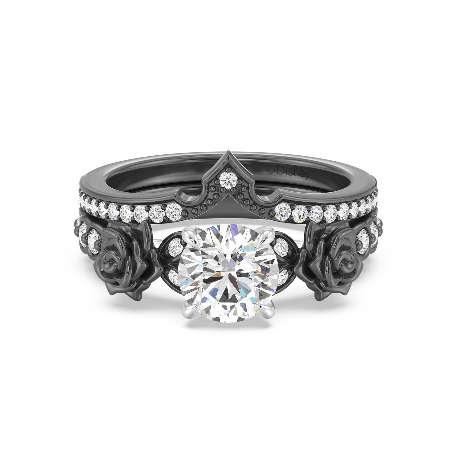 Enchanted Star Lab Grown Diamond 14K Gold Maleficent Rose Engagement Ring Set