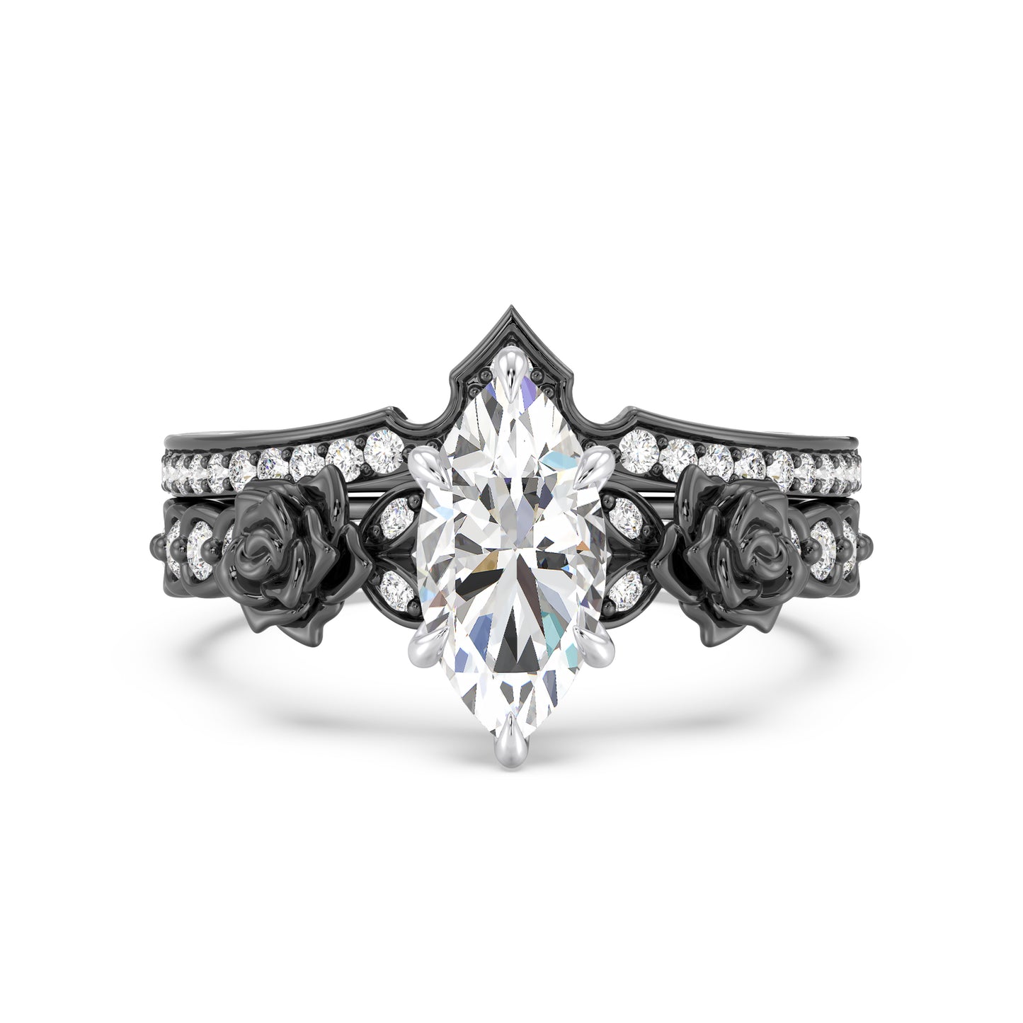 Enchanted Star Lab Grown Diamond 14K Gold Maleficent Rose Engagement Ring Set